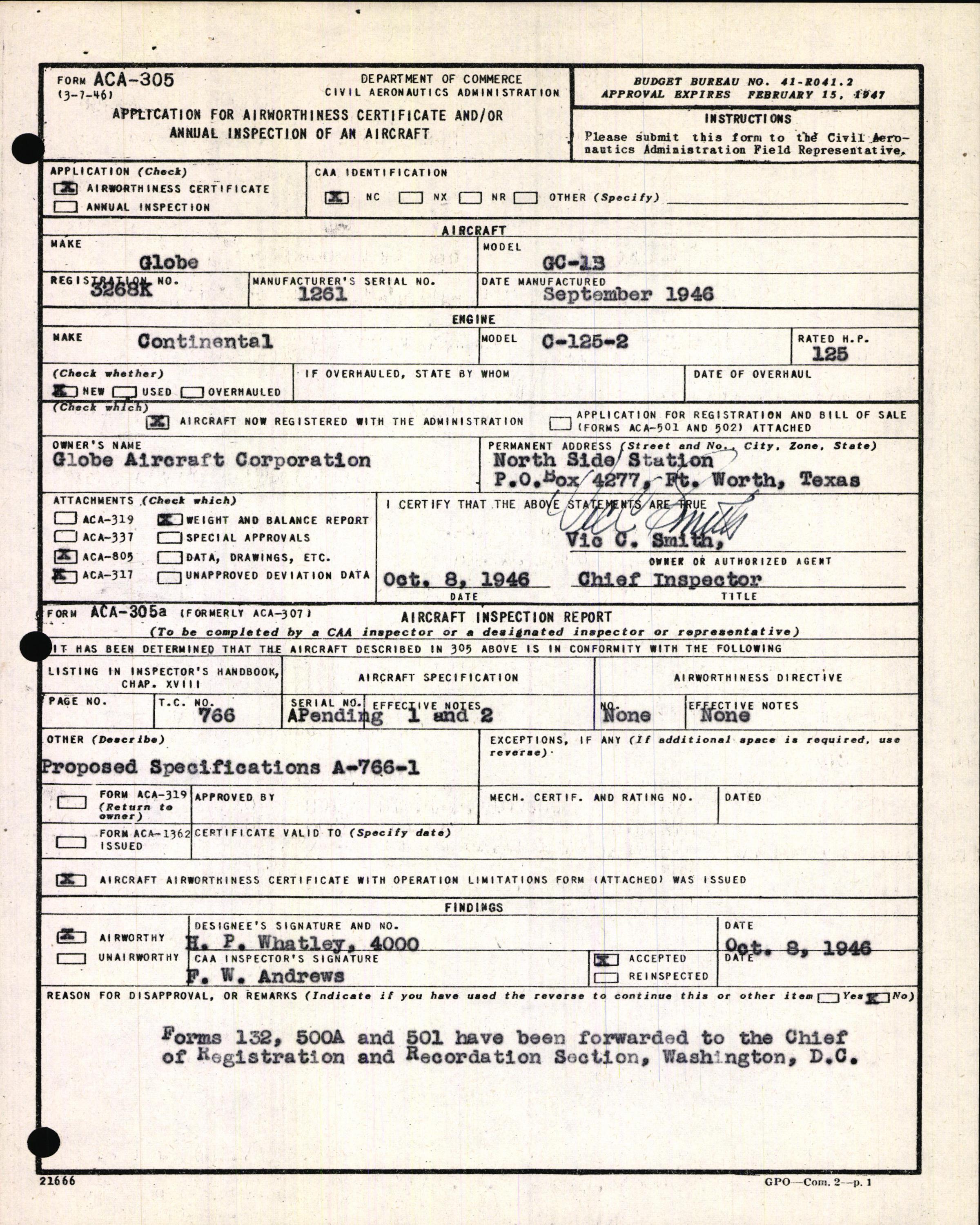 Sample page 7 from AirCorps Library document: Technical Information for Serial Number 1261