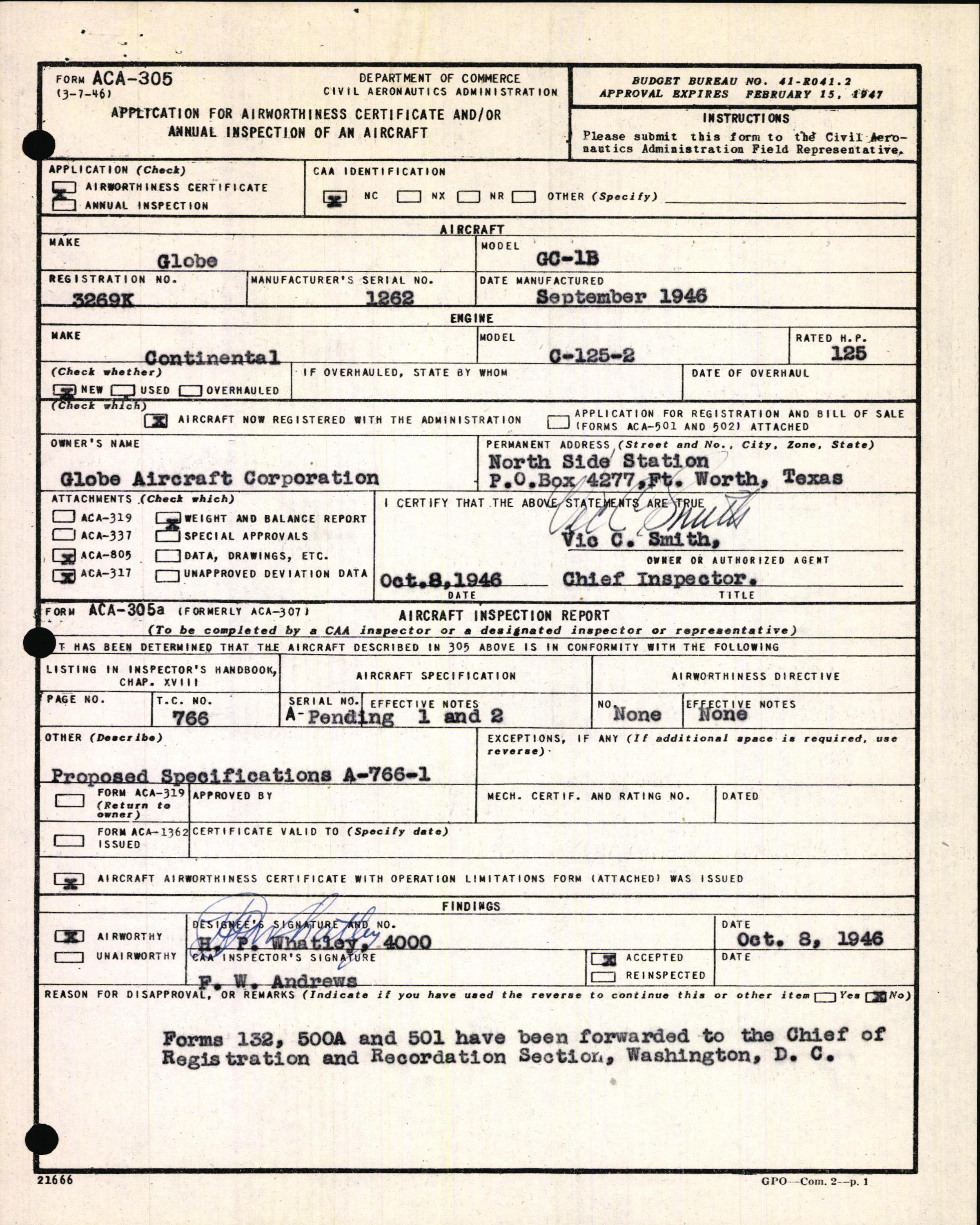 Sample page 3 from AirCorps Library document: Technical Information for Serial Number 1262