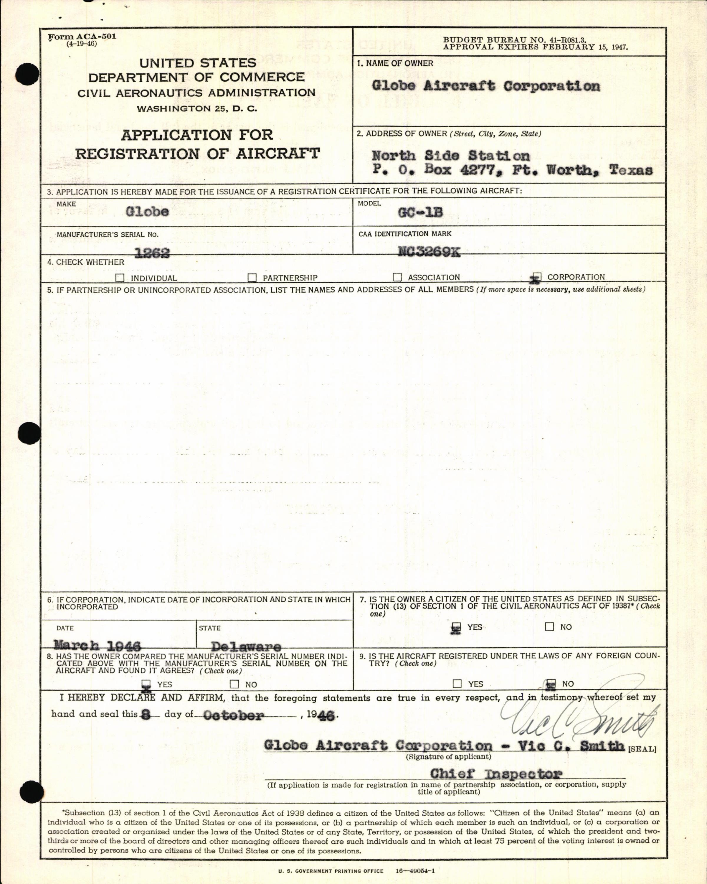Sample page 5 from AirCorps Library document: Technical Information for Serial Number 1262
