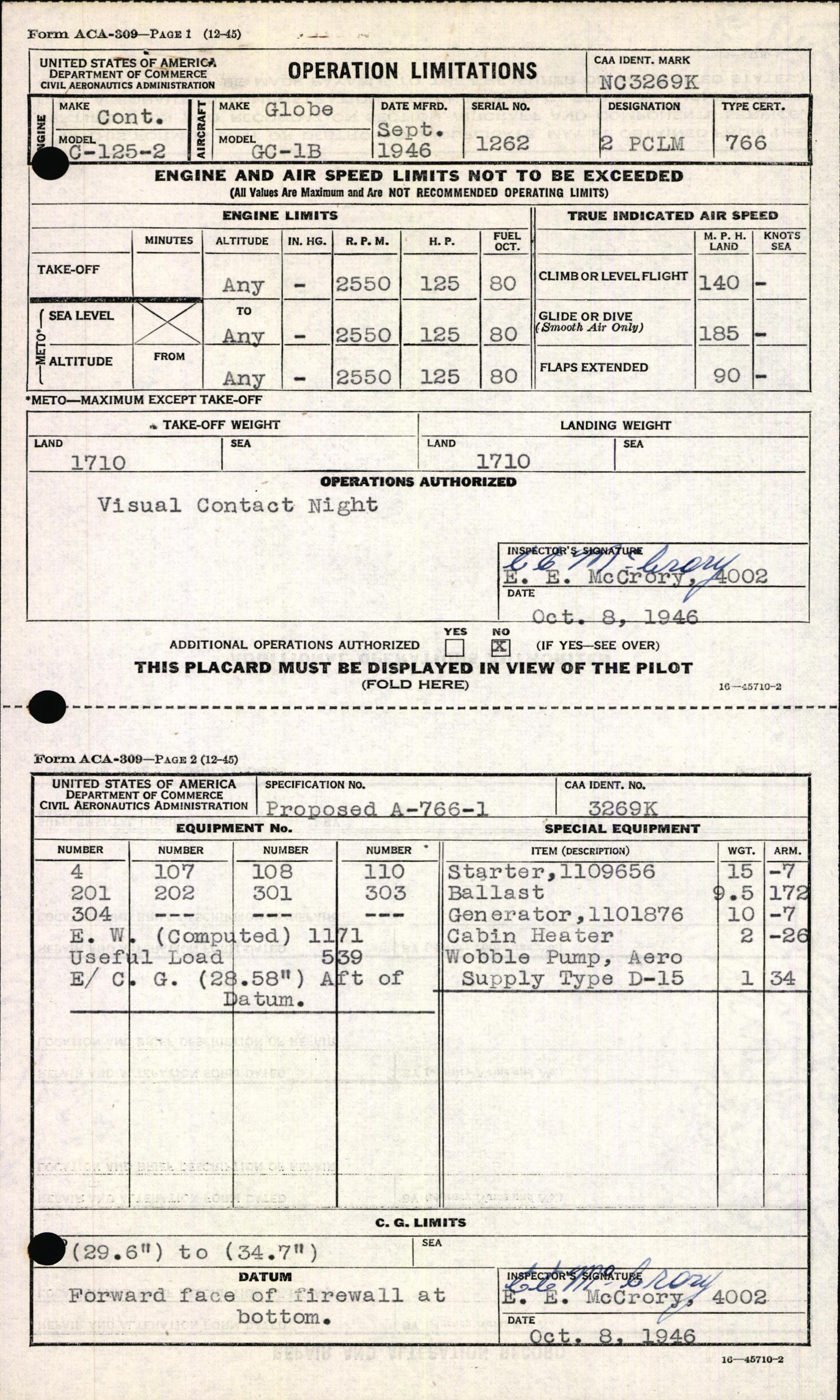 Sample page 7 from AirCorps Library document: Technical Information for Serial Number 1262