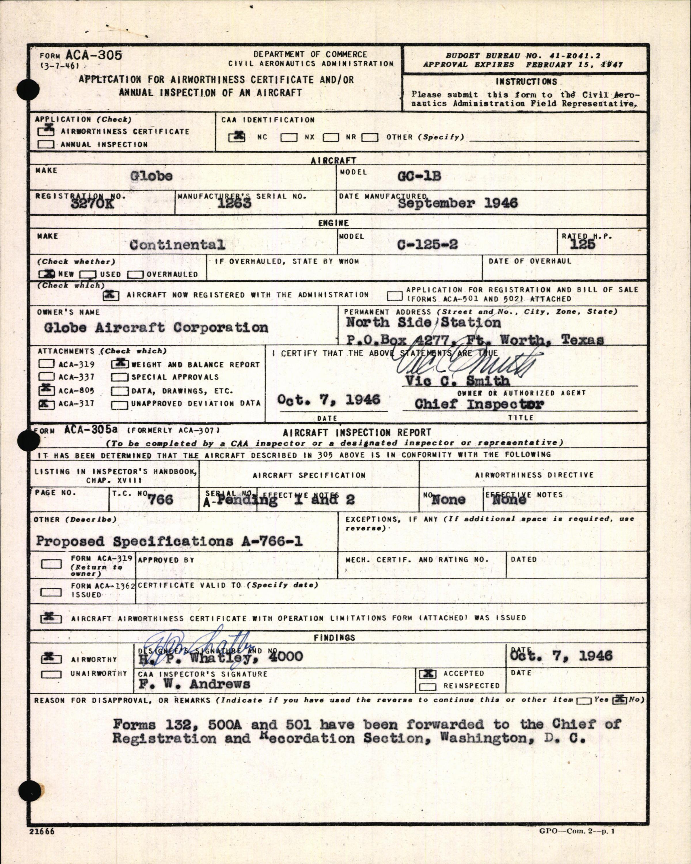 Sample page 3 from AirCorps Library document: Technical Information for Serial Number 1263