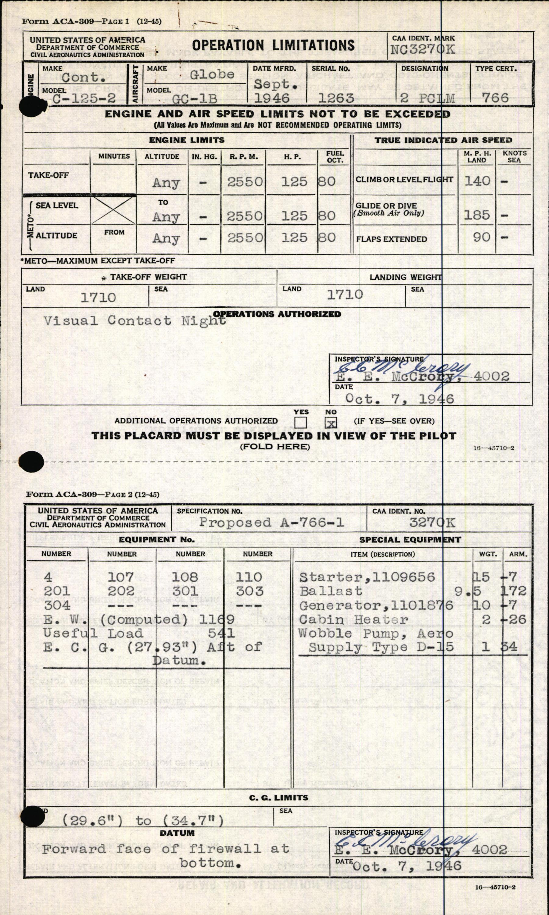 Sample page 7 from AirCorps Library document: Technical Information for Serial Number 1263