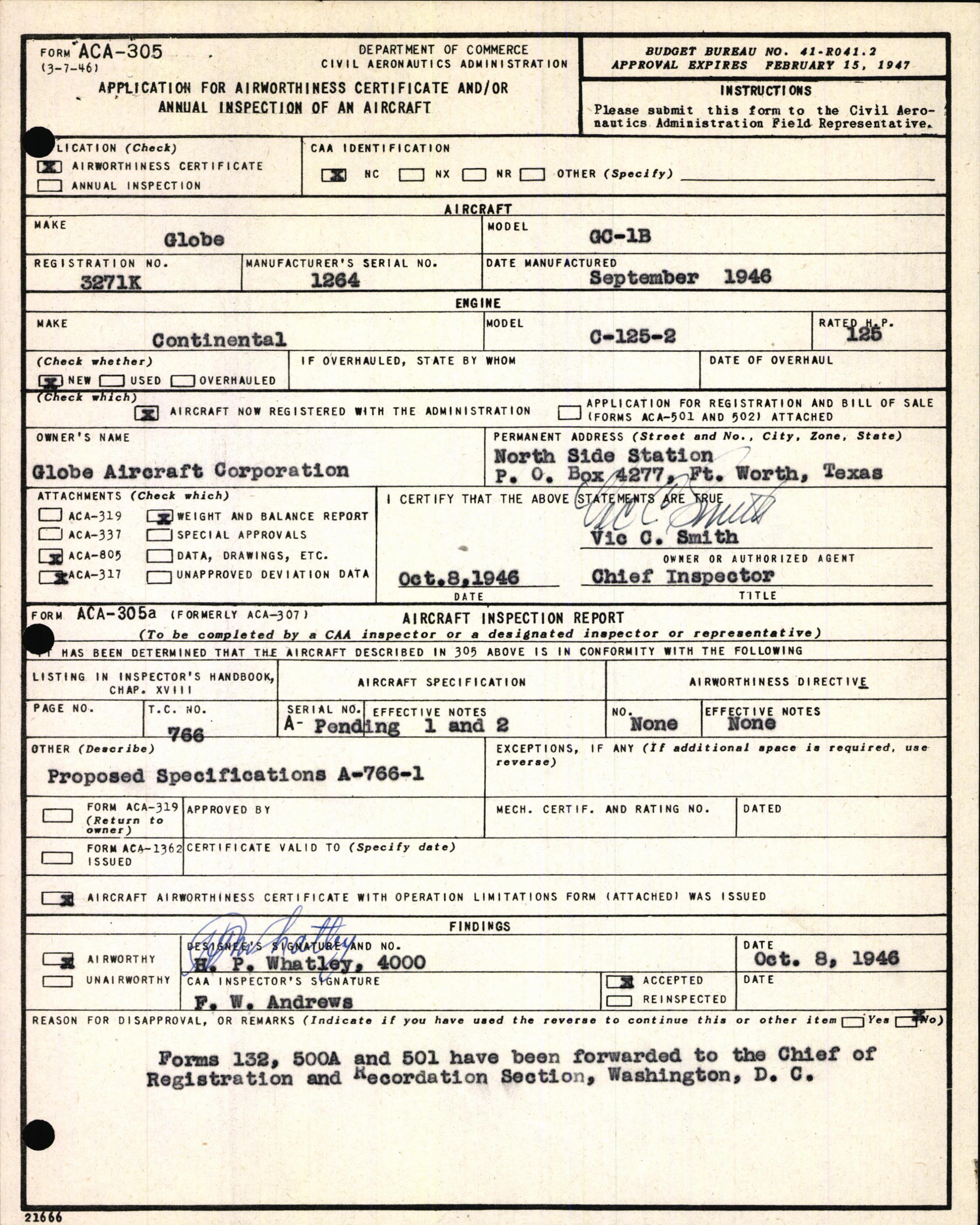 Sample page 3 from AirCorps Library document: Technical Information for Serial Number 1264