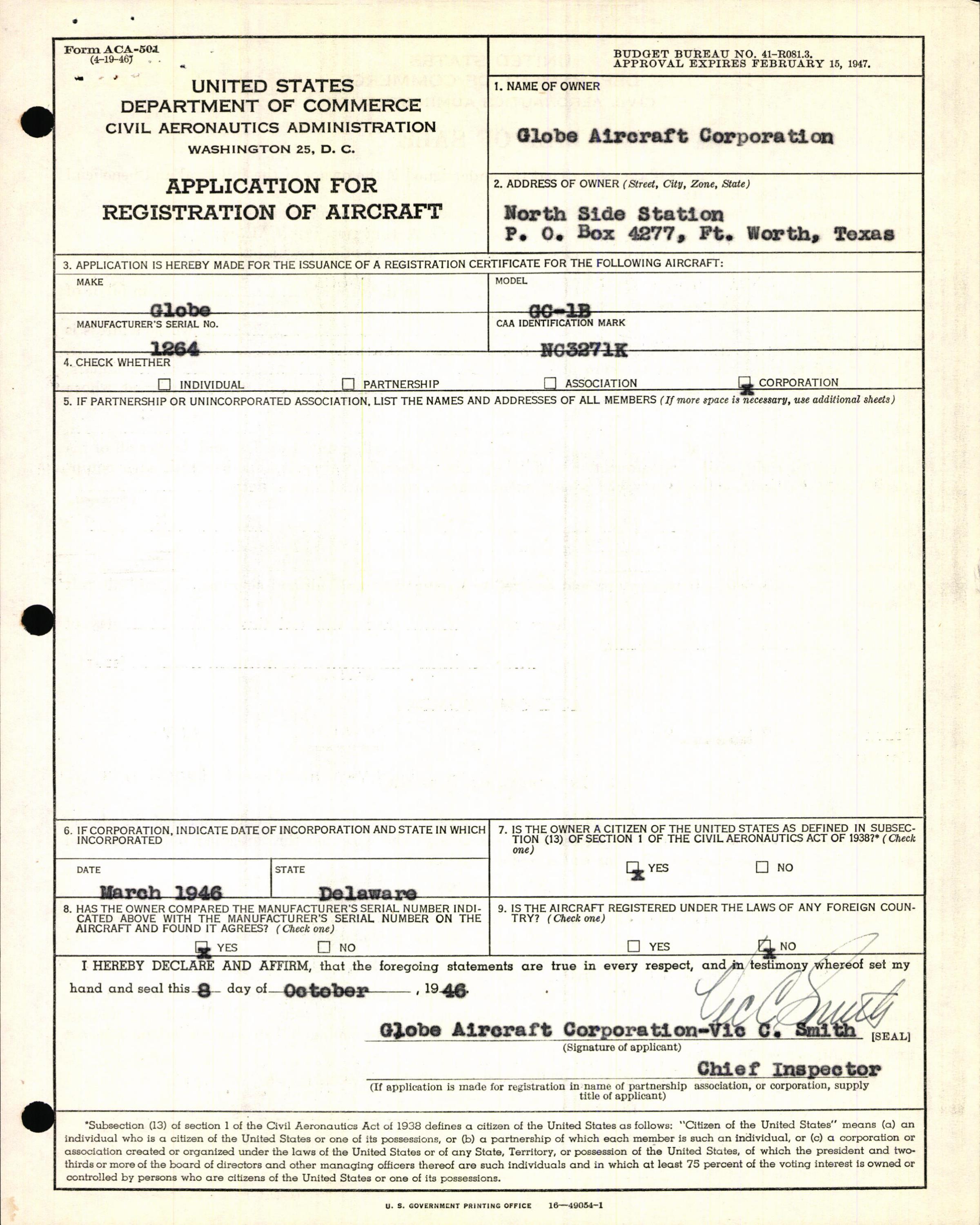 Sample page 5 from AirCorps Library document: Technical Information for Serial Number 1264