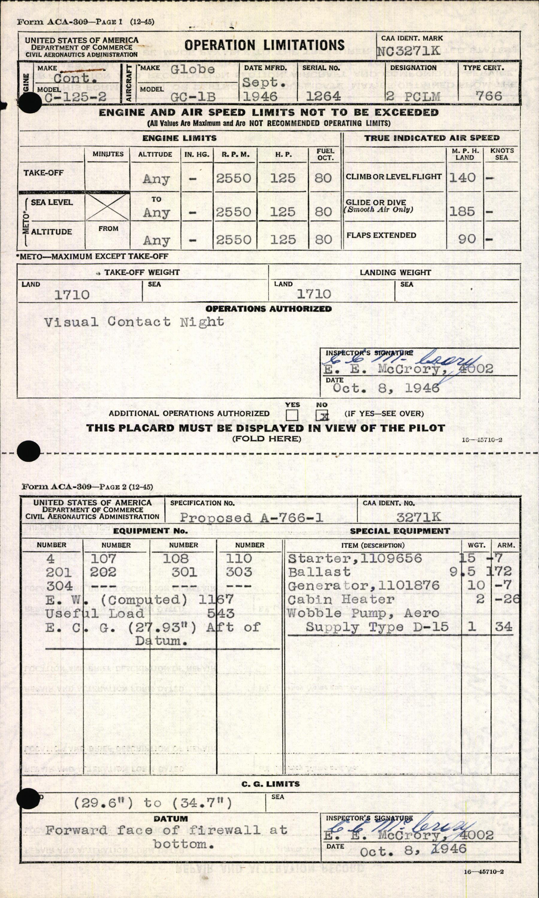 Sample page 7 from AirCorps Library document: Technical Information for Serial Number 1264