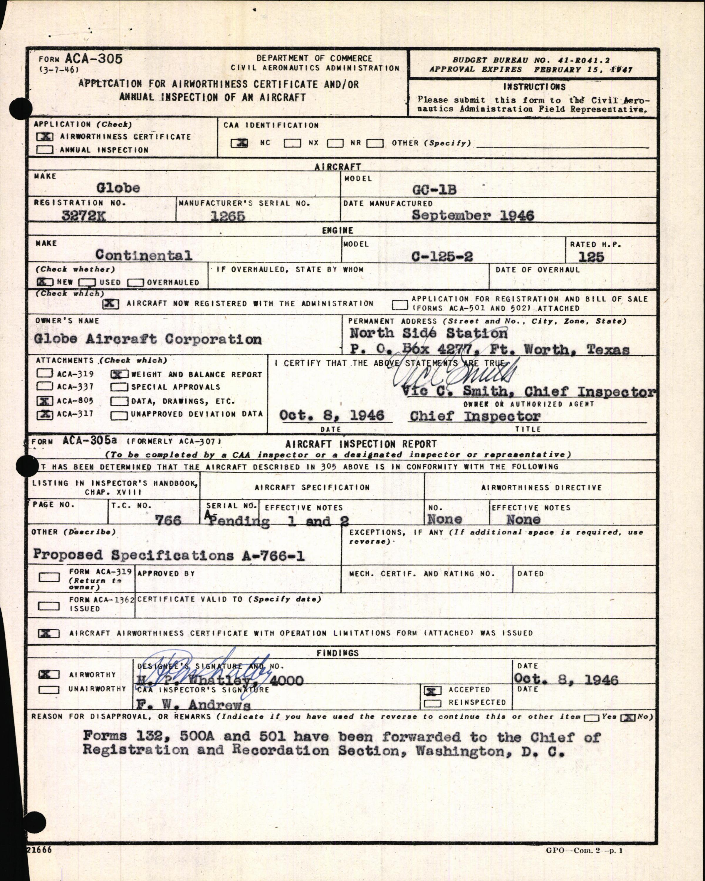 Sample page 3 from AirCorps Library document: Technical Information for Serial Number 1265