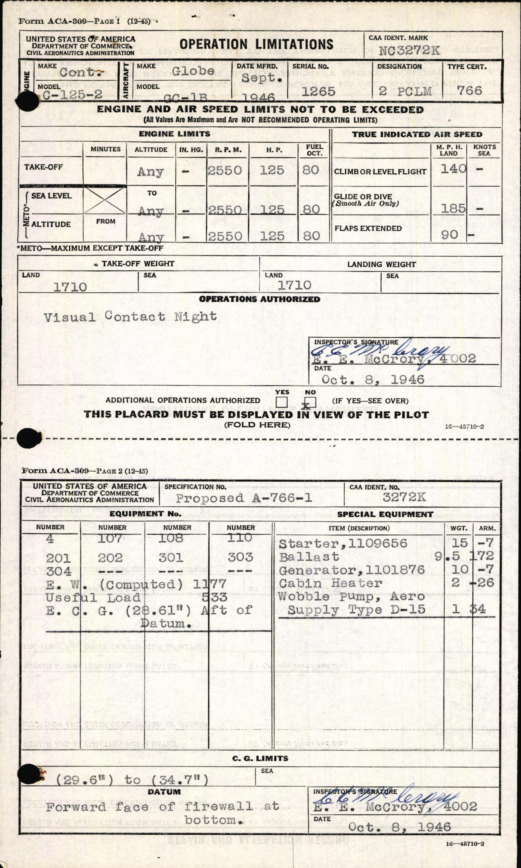 Sample page 7 from AirCorps Library document: Technical Information for Serial Number 1265