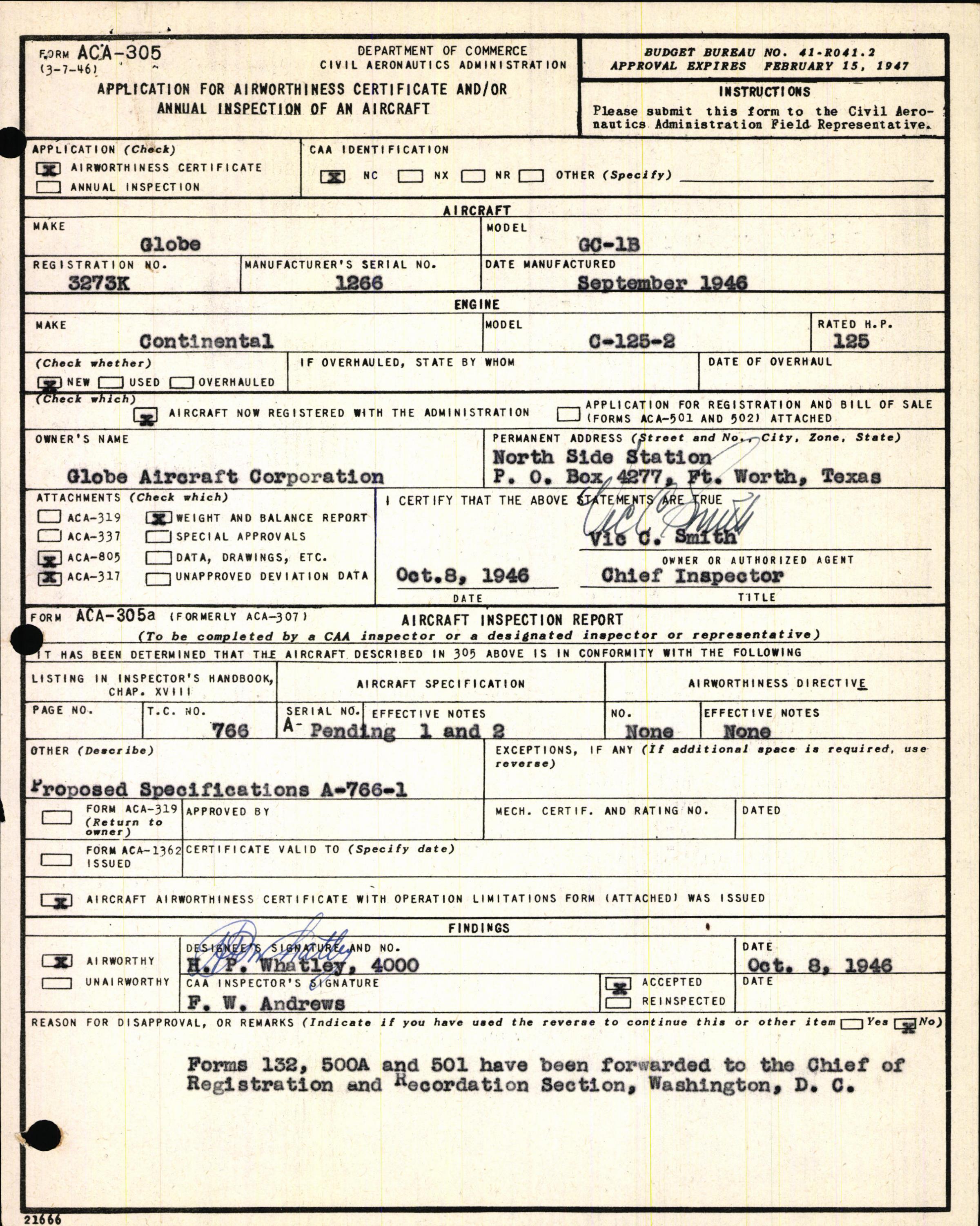 Sample page 3 from AirCorps Library document: Technical Information for Serial Number 1266