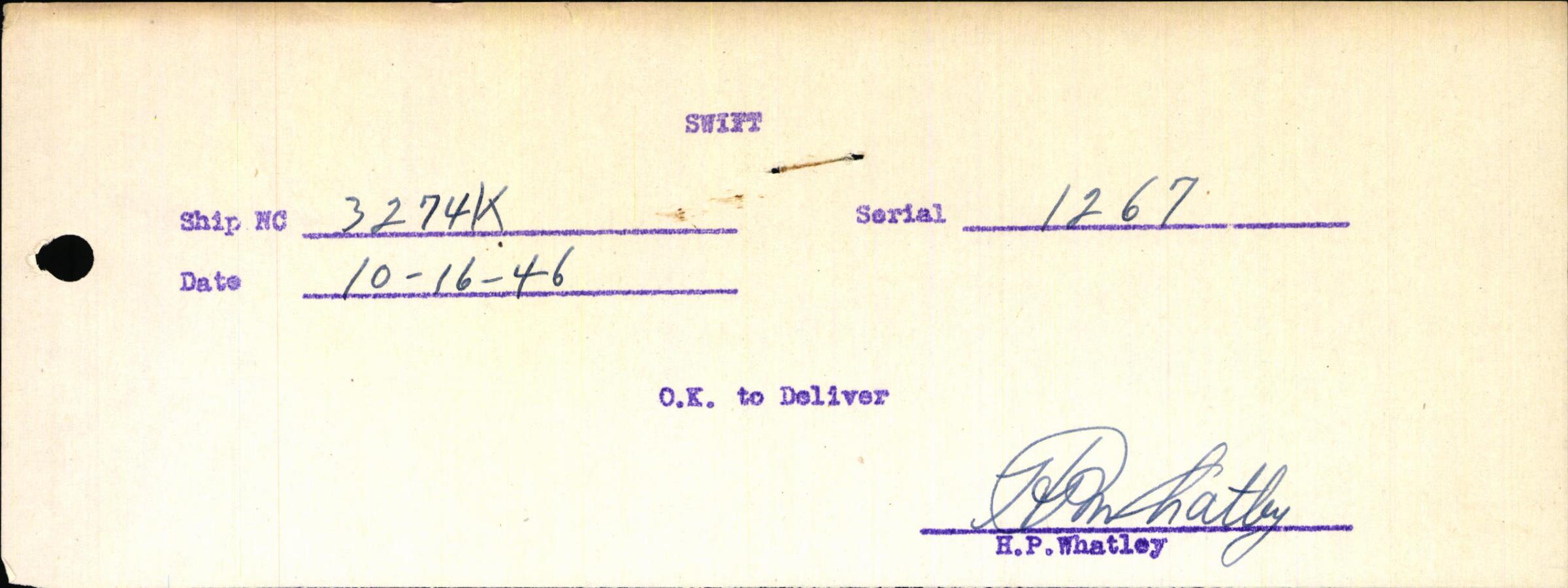 Sample page 3 from AirCorps Library document: Technical Information for Serial Number 1267