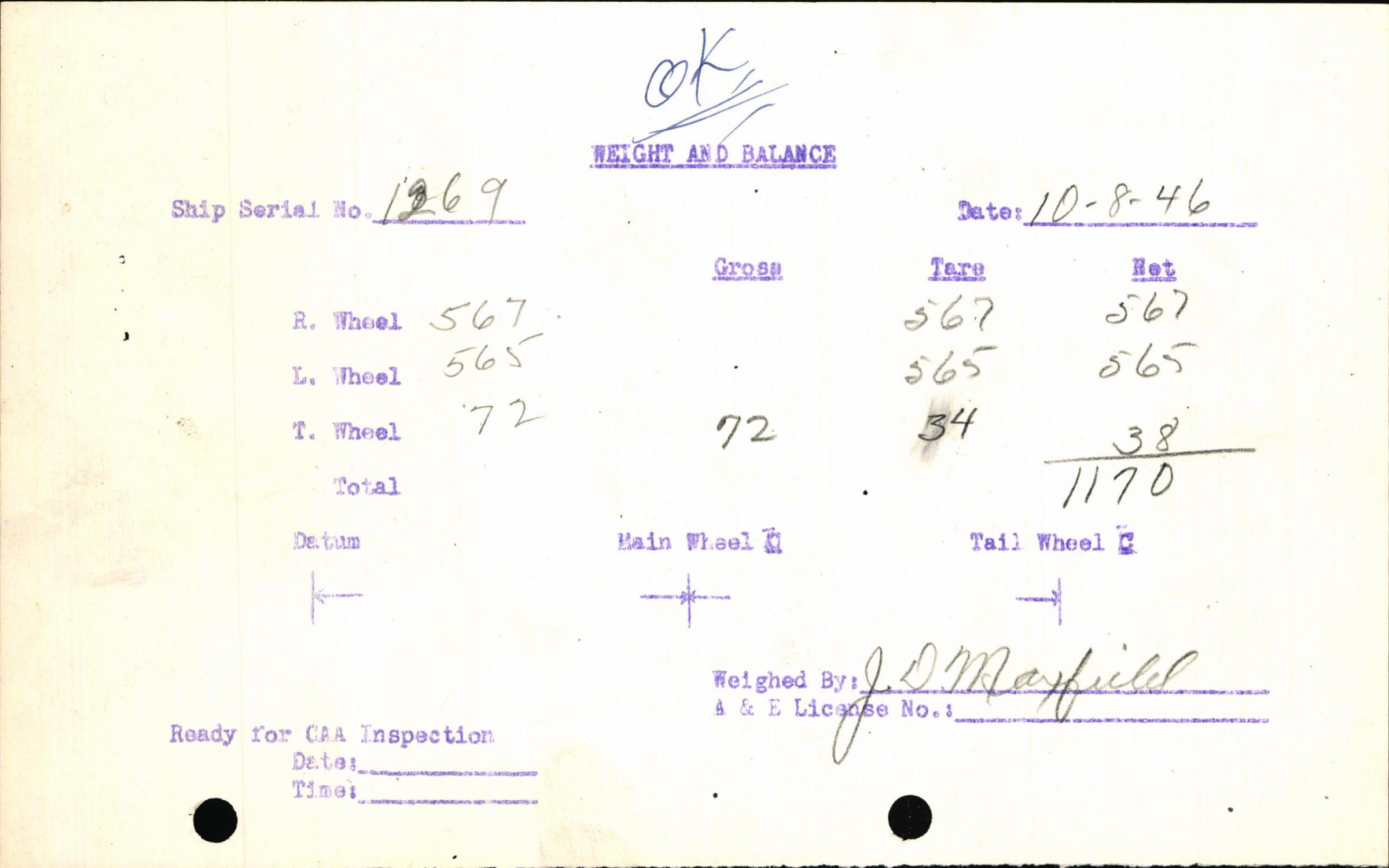 Sample page 3 from AirCorps Library document: Technical Information for Serial Number 1269