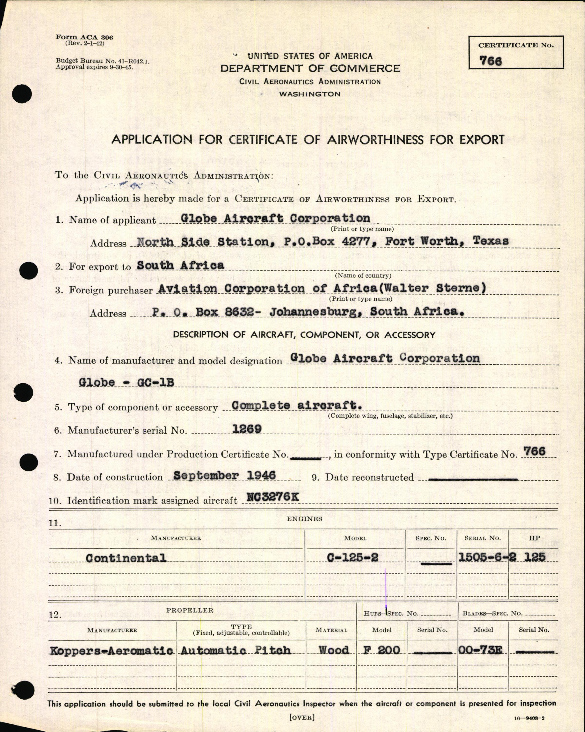 Sample page 5 from AirCorps Library document: Technical Information for Serial Number 1269