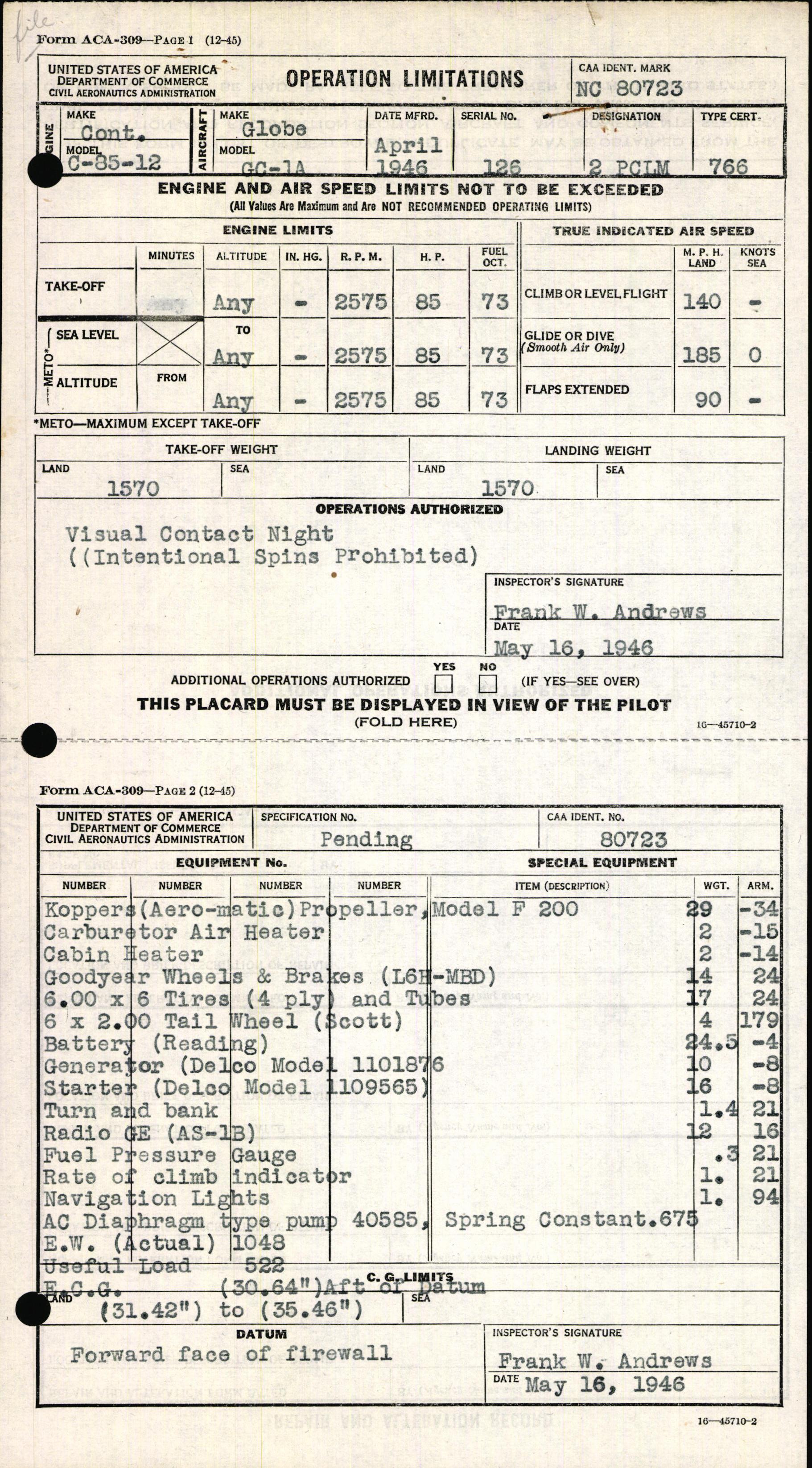 Sample page 3 from AirCorps Library document: Technical Information for Serial Number 126