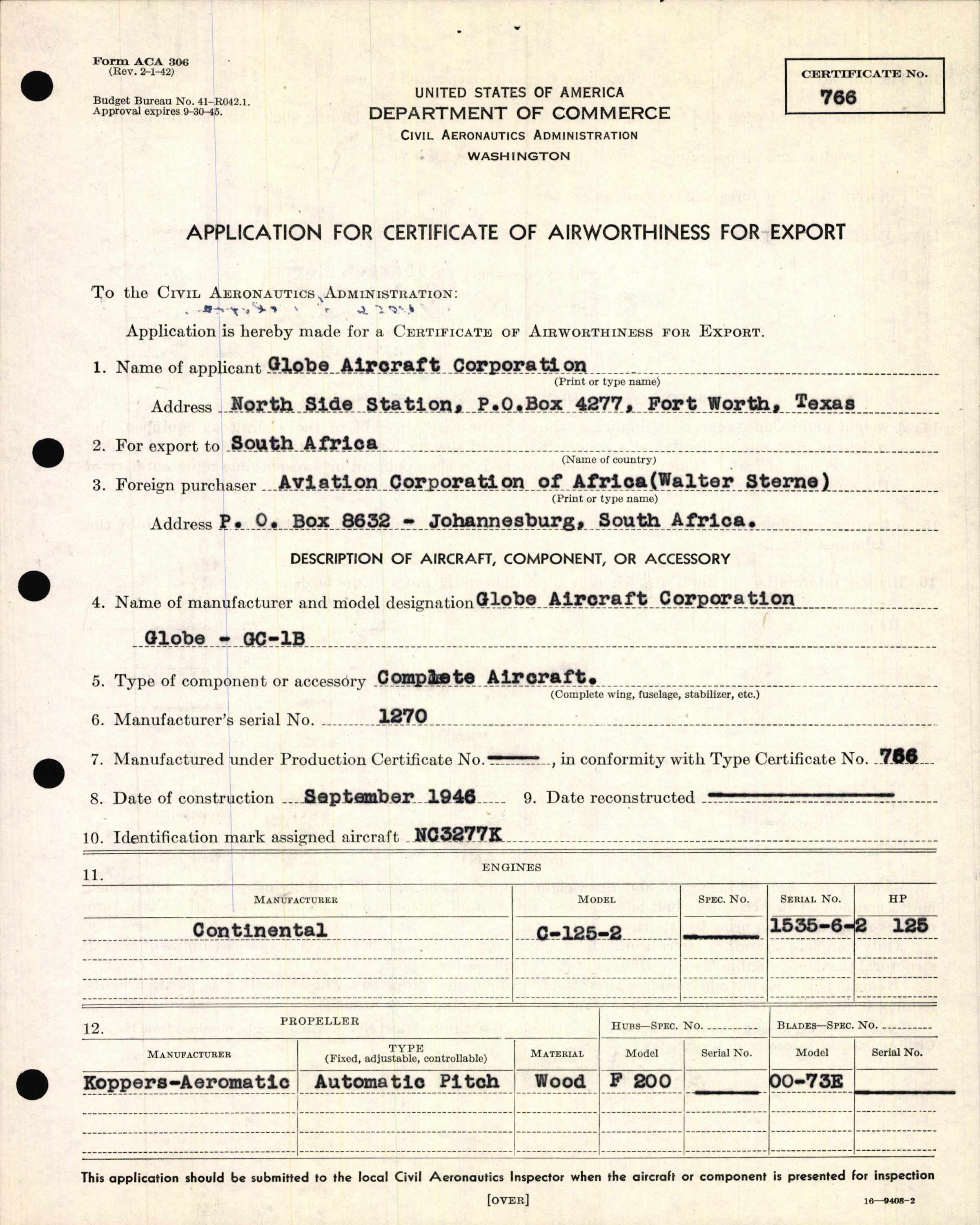 Sample page 5 from AirCorps Library document: Technical Information for Serial Number 1270