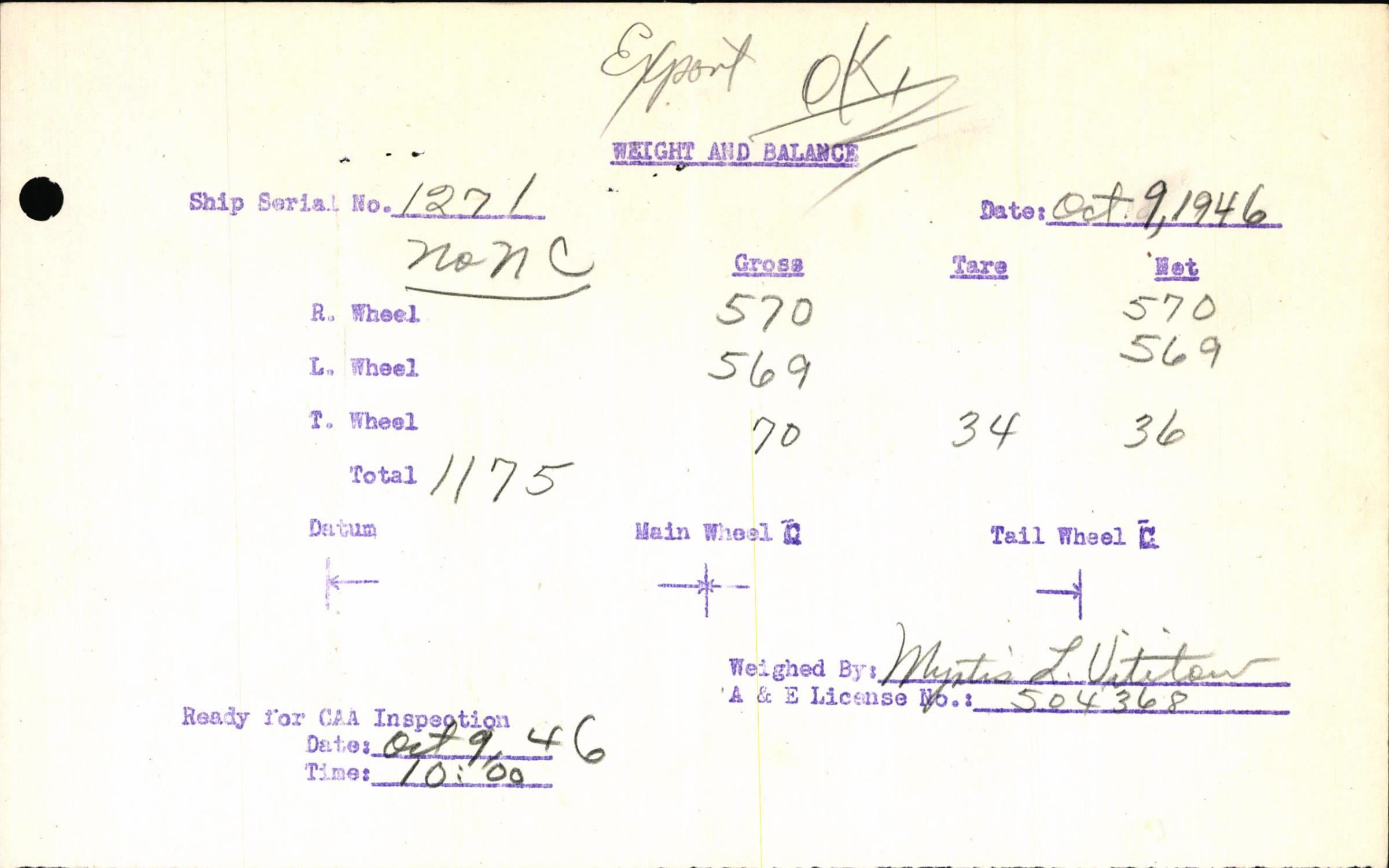 Sample page 3 from AirCorps Library document: Technical Information for Serial Number 1271