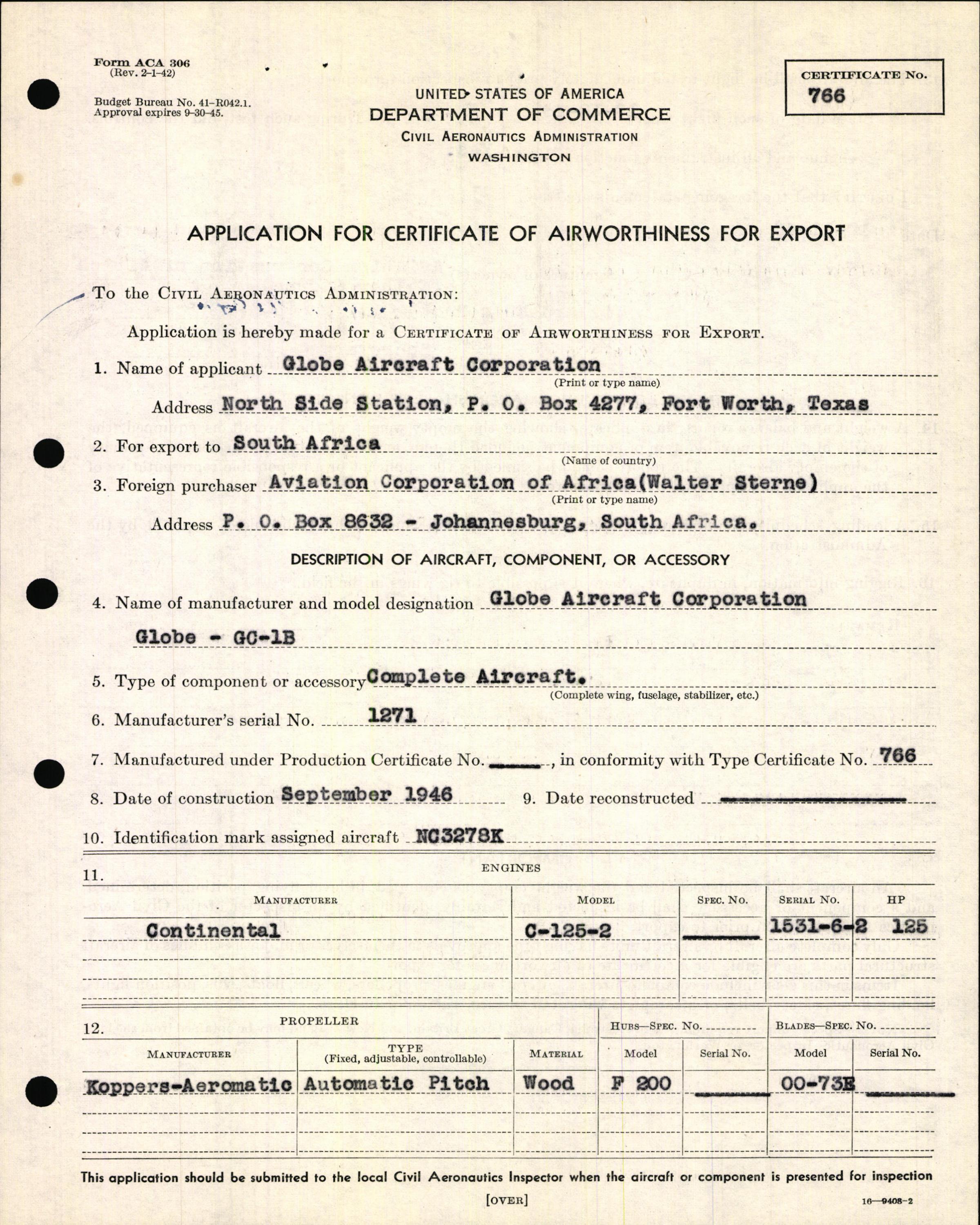 Sample page 5 from AirCorps Library document: Technical Information for Serial Number 1271