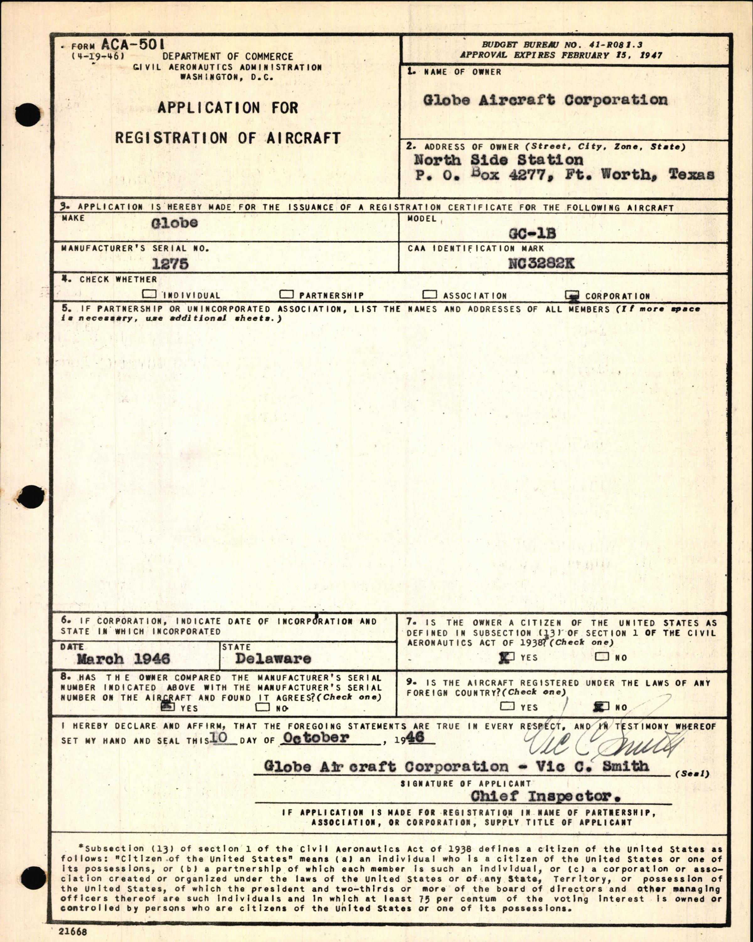 Sample page 3 from AirCorps Library document: Technical Information for Serial Number 1275