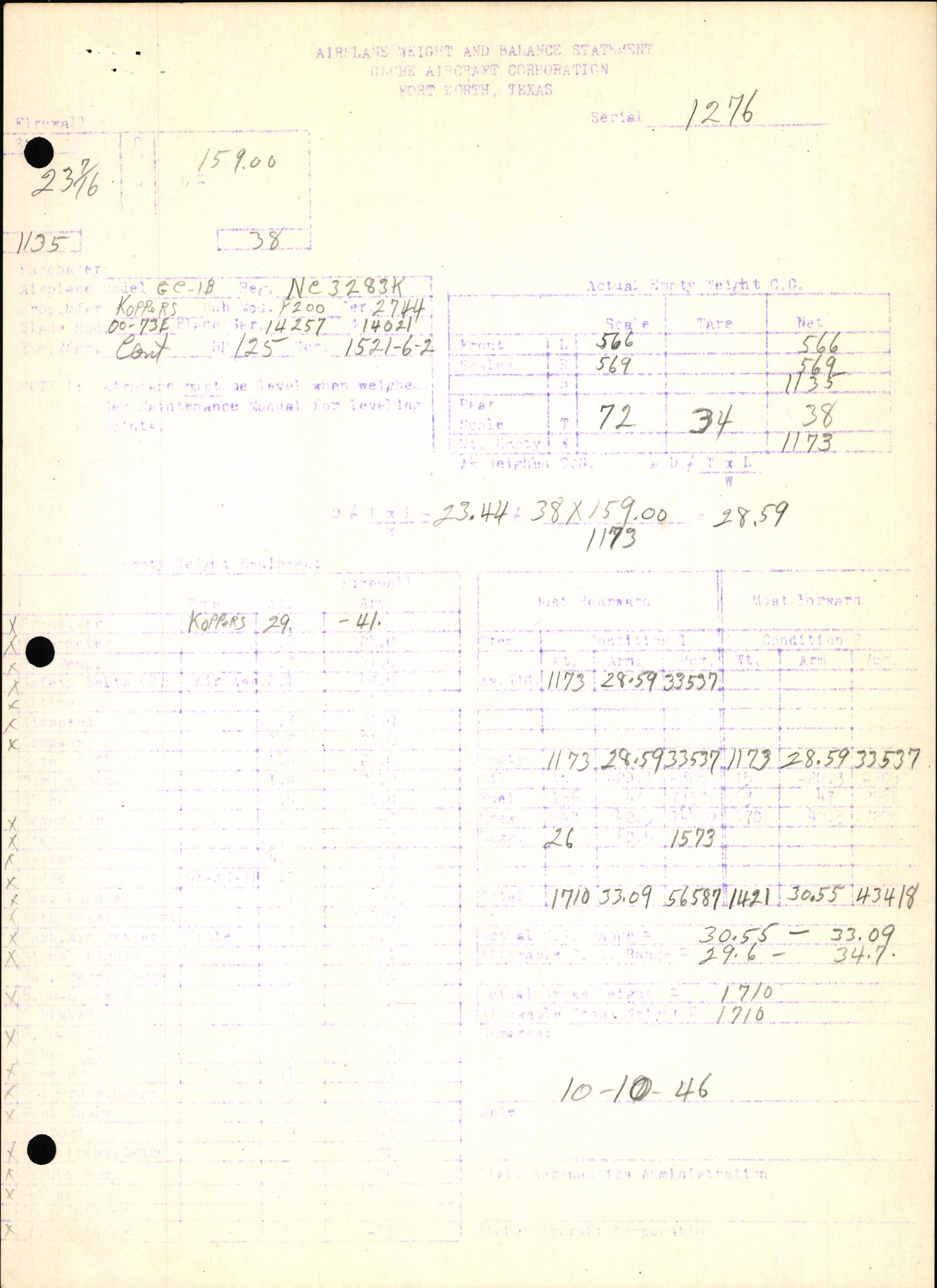 Sample page 7 from AirCorps Library document: Technical Information for Serial Number 1276