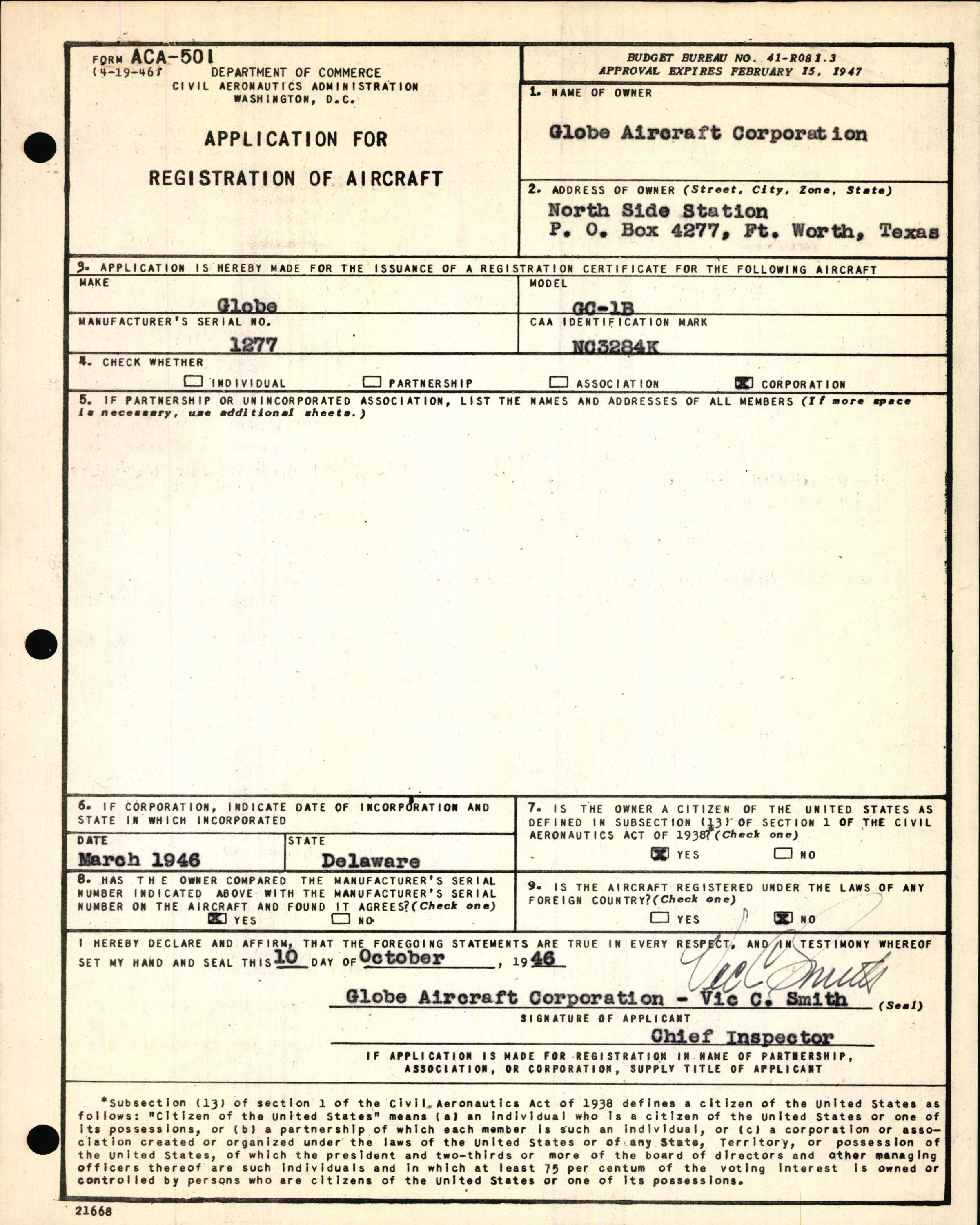 Sample page 3 from AirCorps Library document: Technical Information for Serial Number 1277