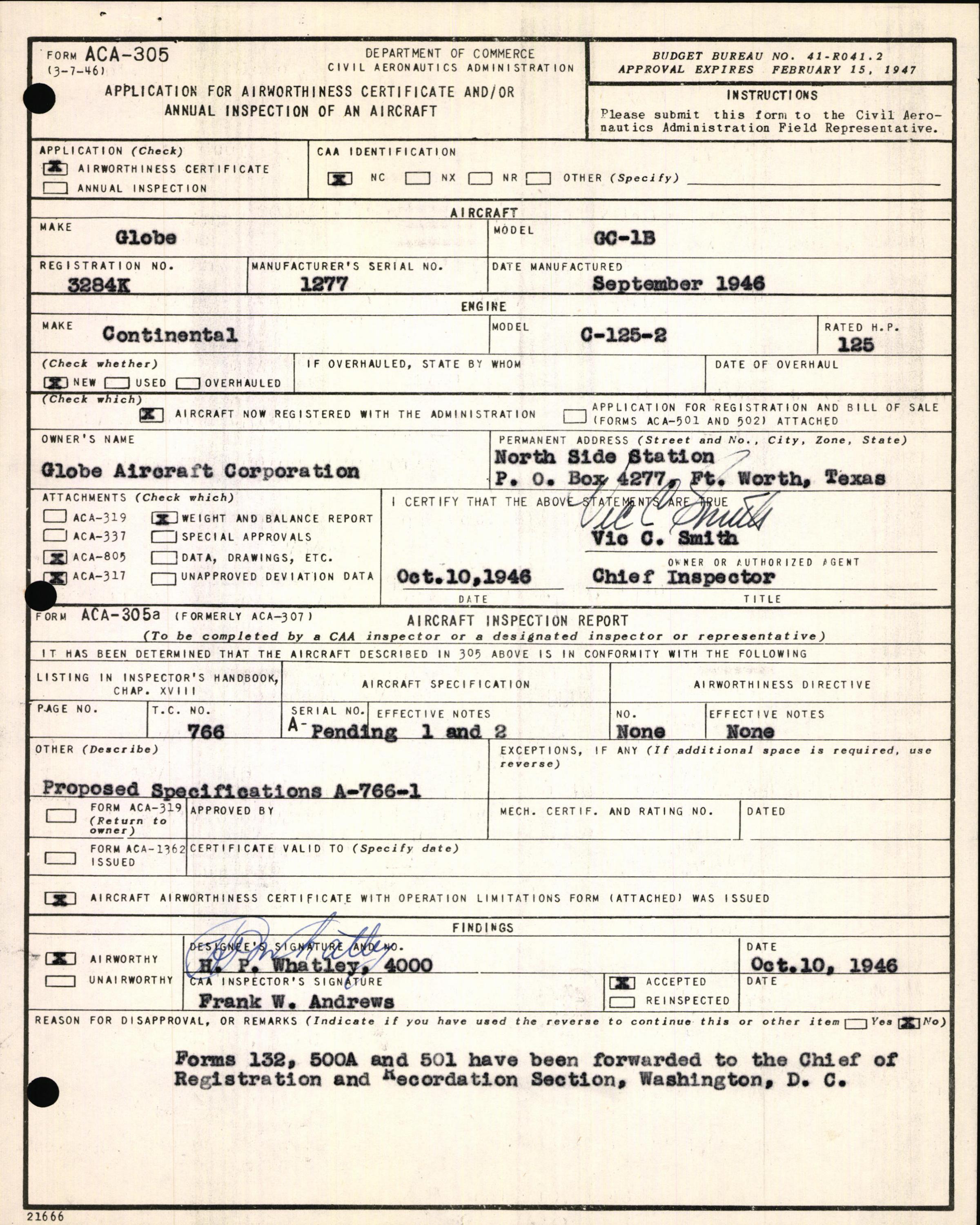 Sample page 5 from AirCorps Library document: Technical Information for Serial Number 1277