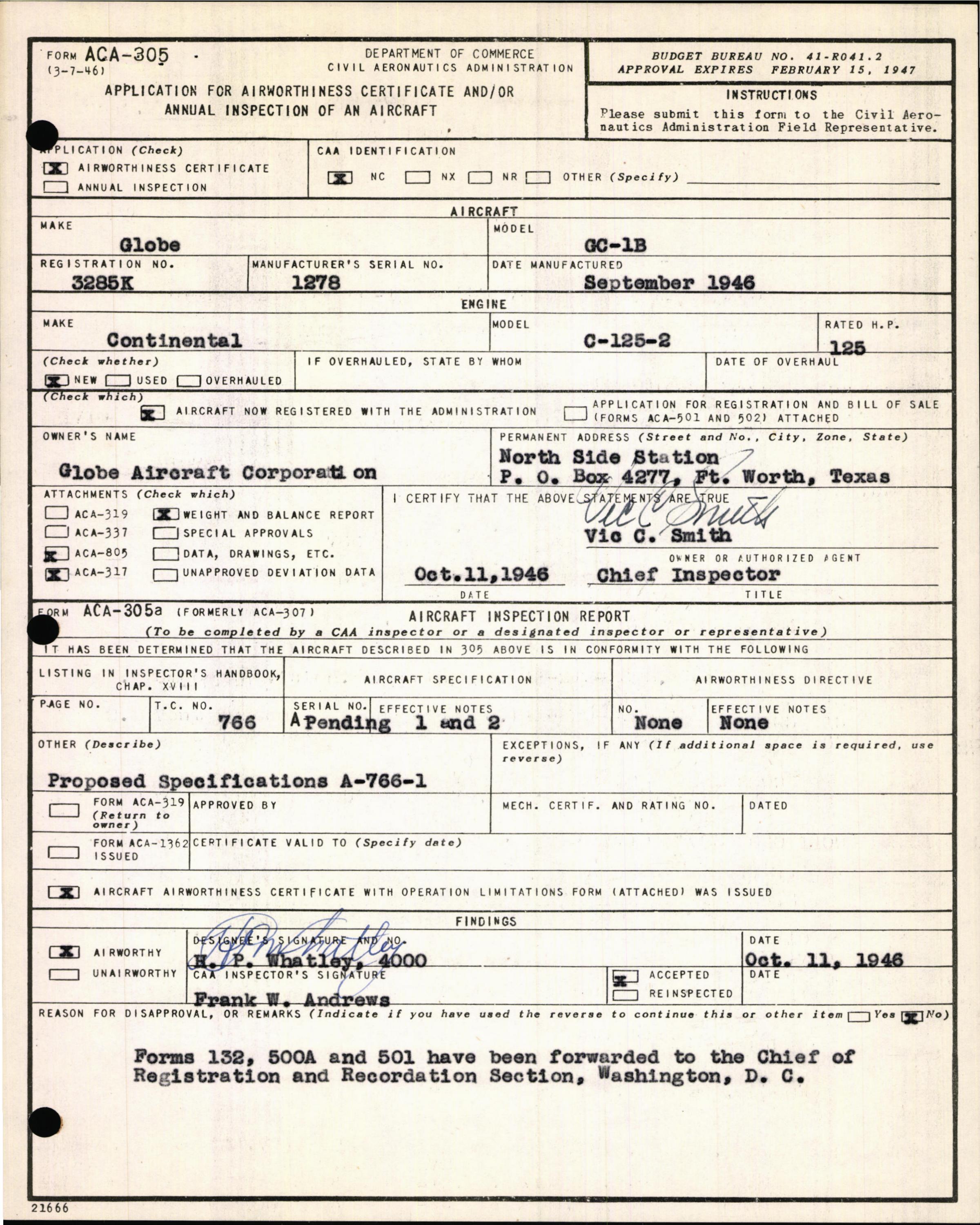 Sample page 5 from AirCorps Library document: Technical Information for Serial Number 1278