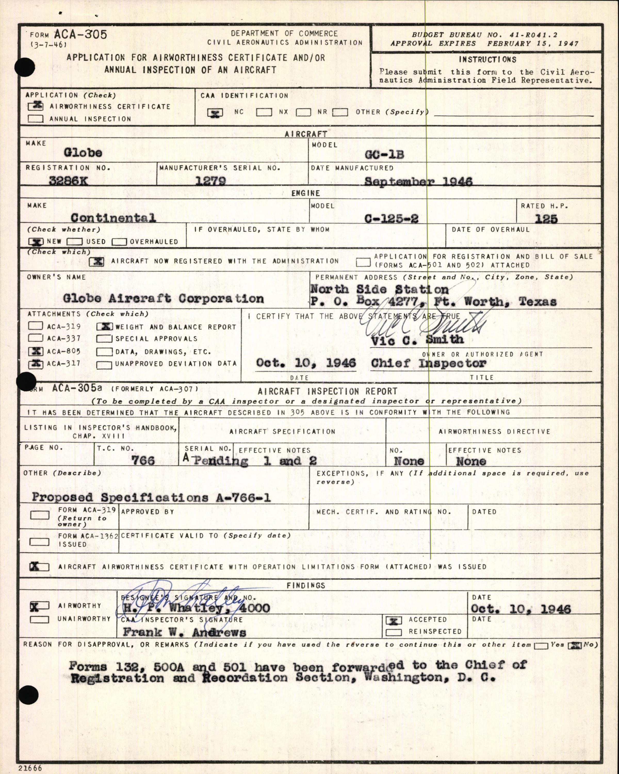 Sample page 5 from AirCorps Library document: Technical Information for Serial Number 1279