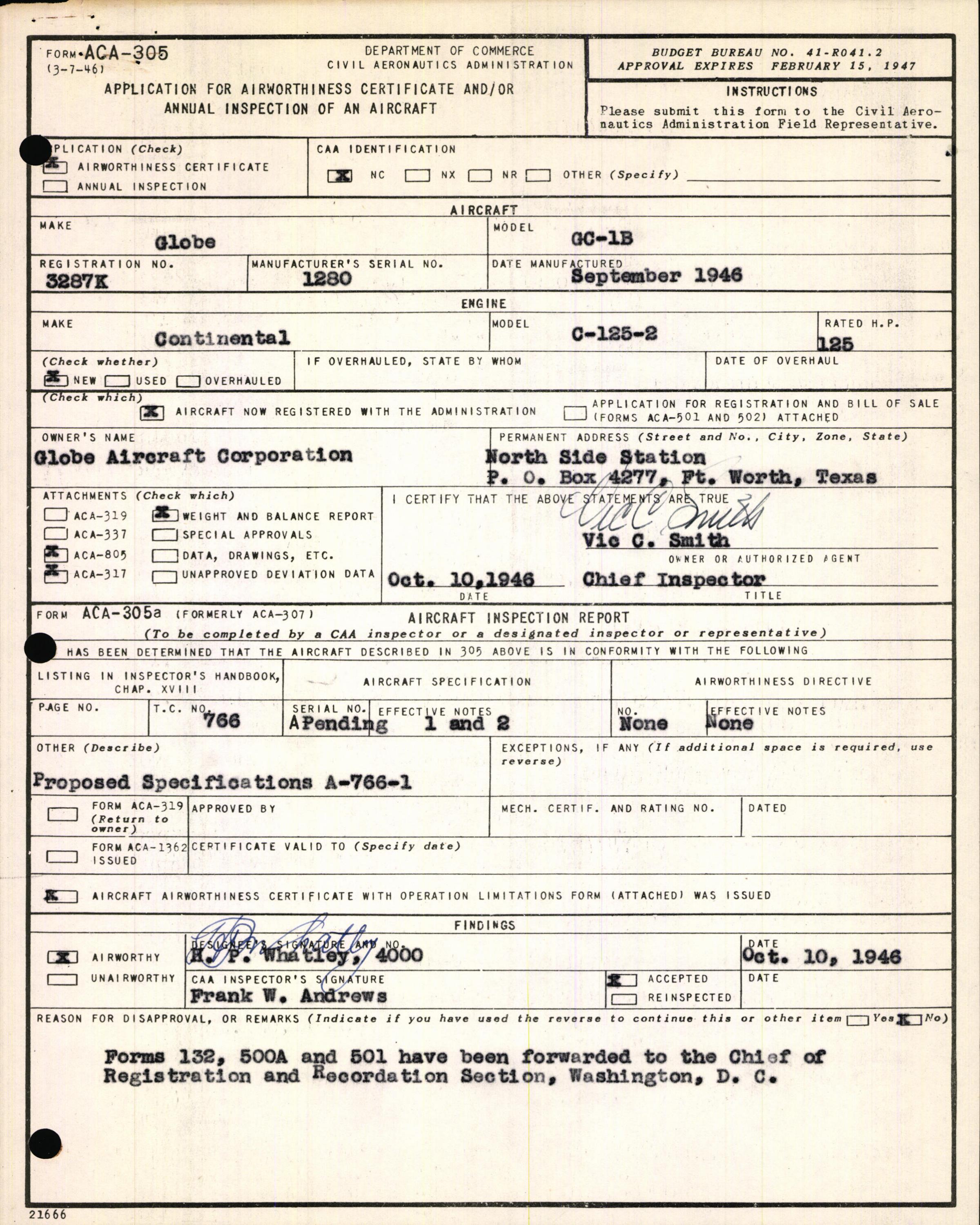 Sample page 3 from AirCorps Library document: Technical Information for Serial Number 1280