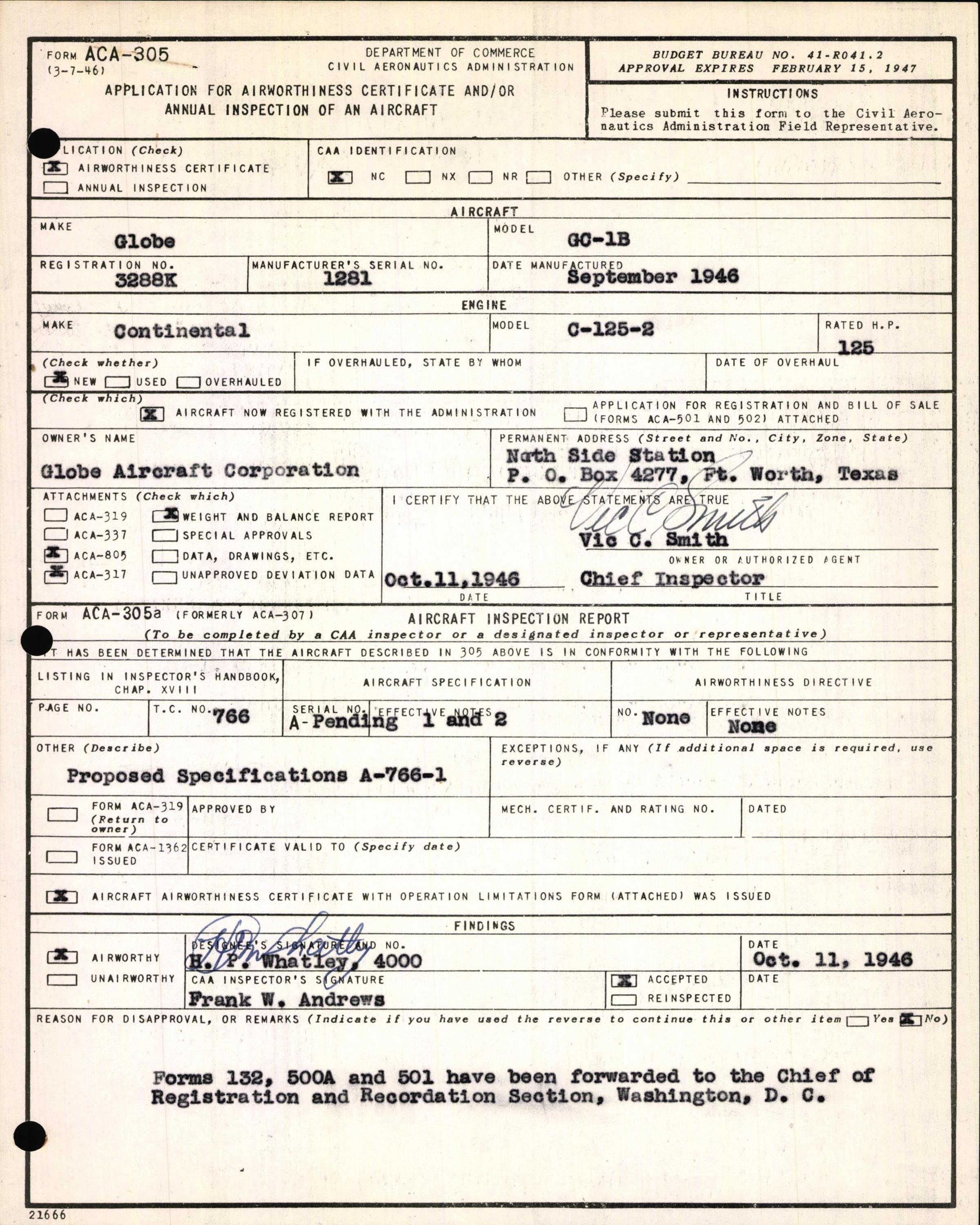 Sample page 3 from AirCorps Library document: Technical Information for Serial Number 1281