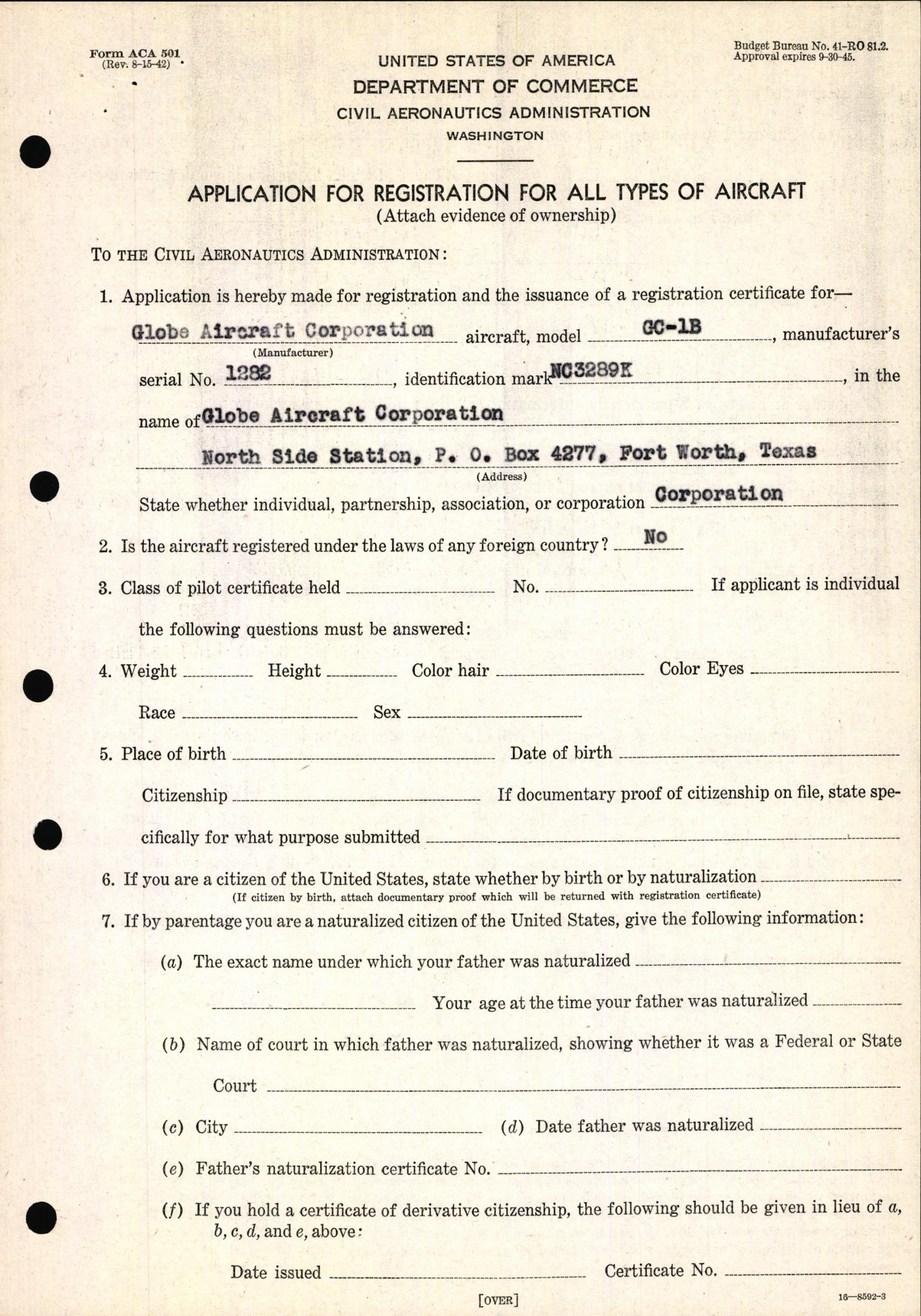 Sample page 5 from AirCorps Library document: Technical Information for Serial Number 1282