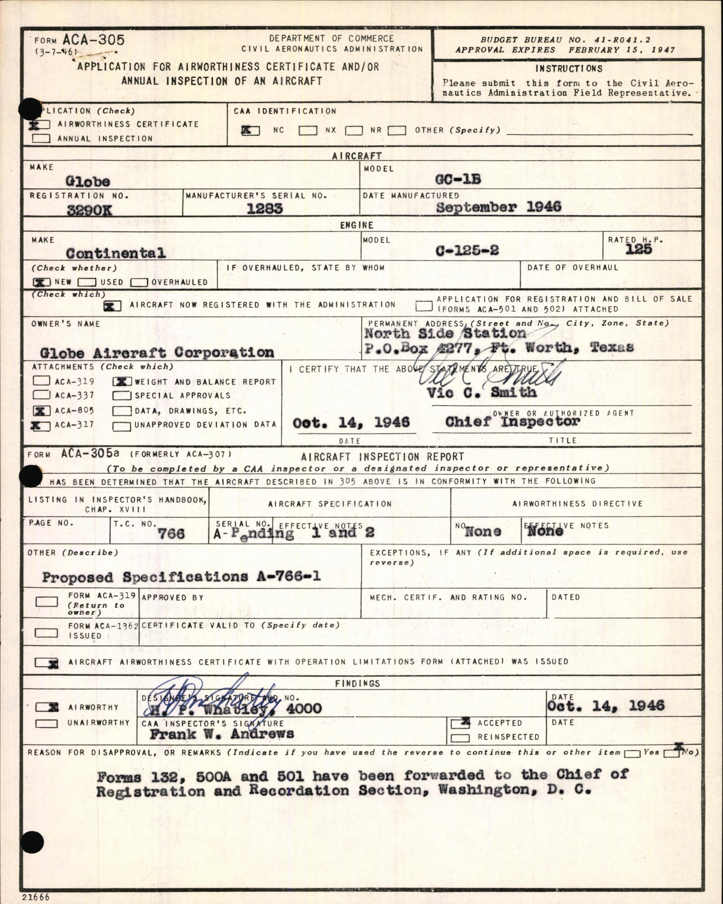 Sample page 3 from AirCorps Library document: Technical Information for Serial Number 1283