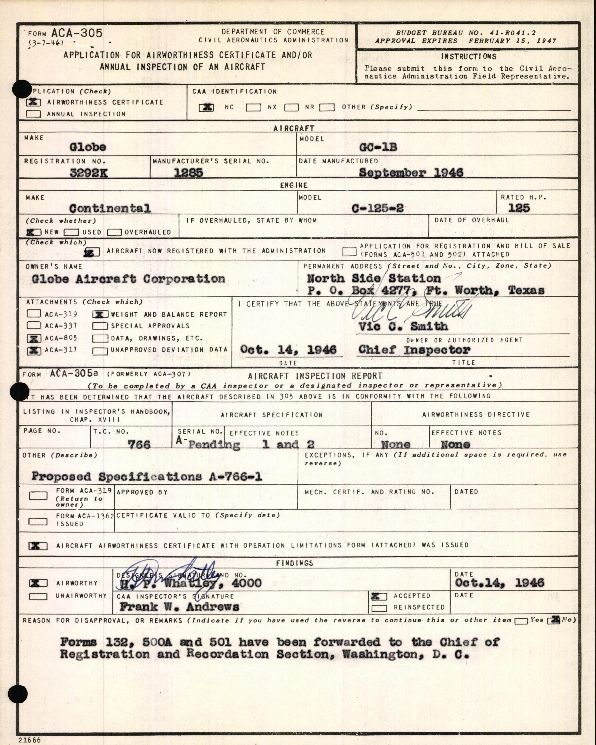 Sample page 5 from AirCorps Library document: Technical Information for Serial Number 1285