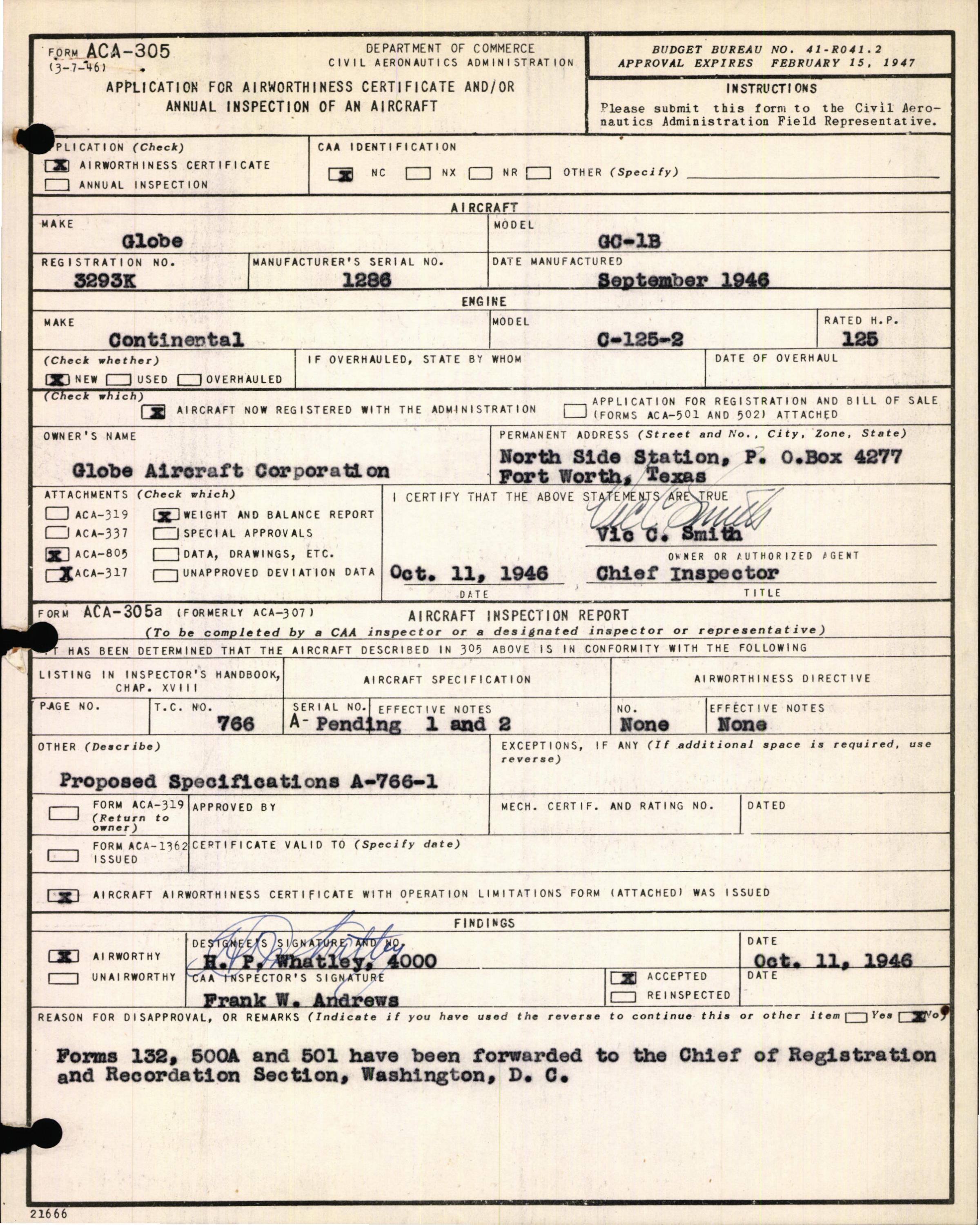 Sample page 3 from AirCorps Library document: Technical Information for Serial Number 1286