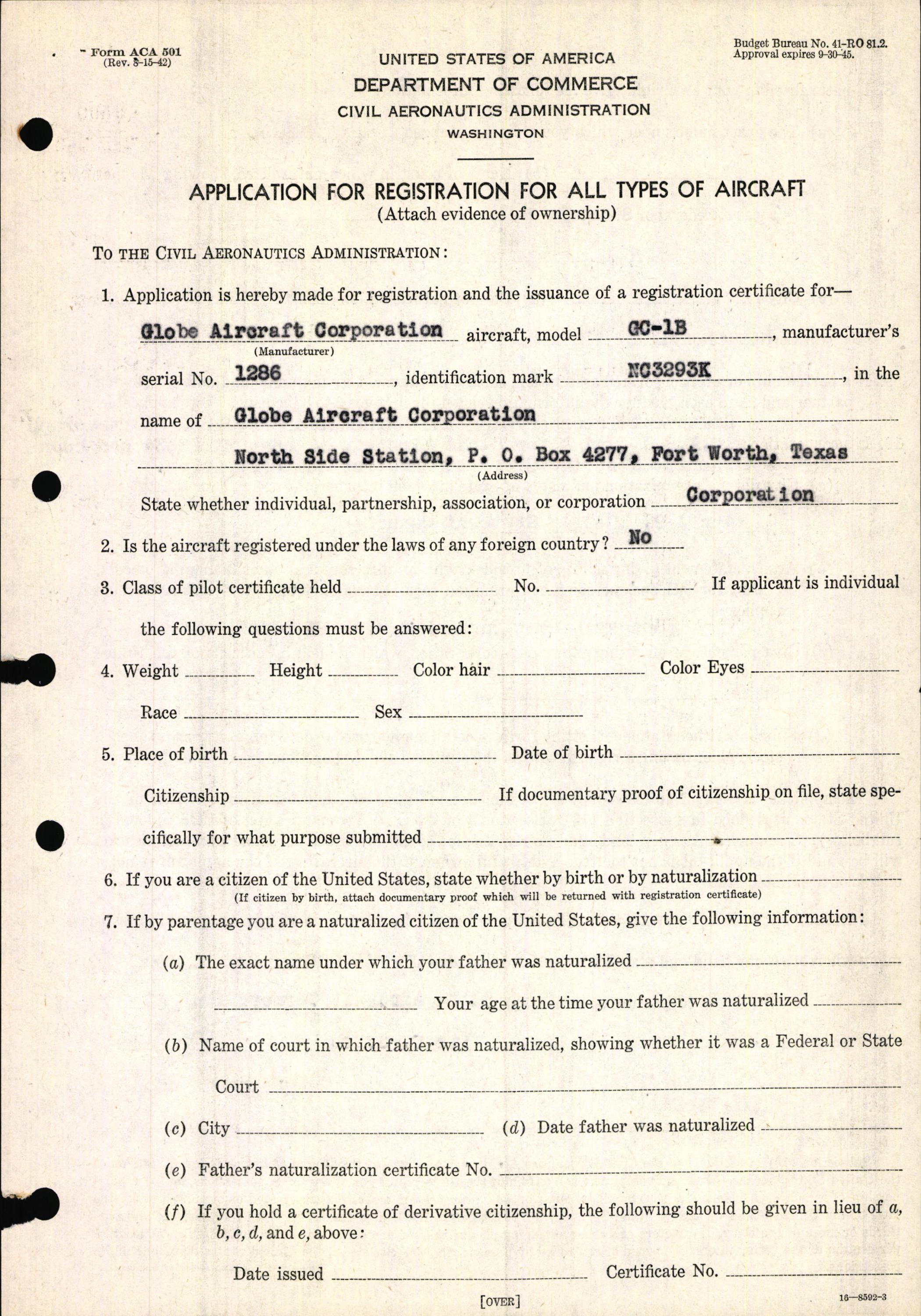 Sample page 5 from AirCorps Library document: Technical Information for Serial Number 1286