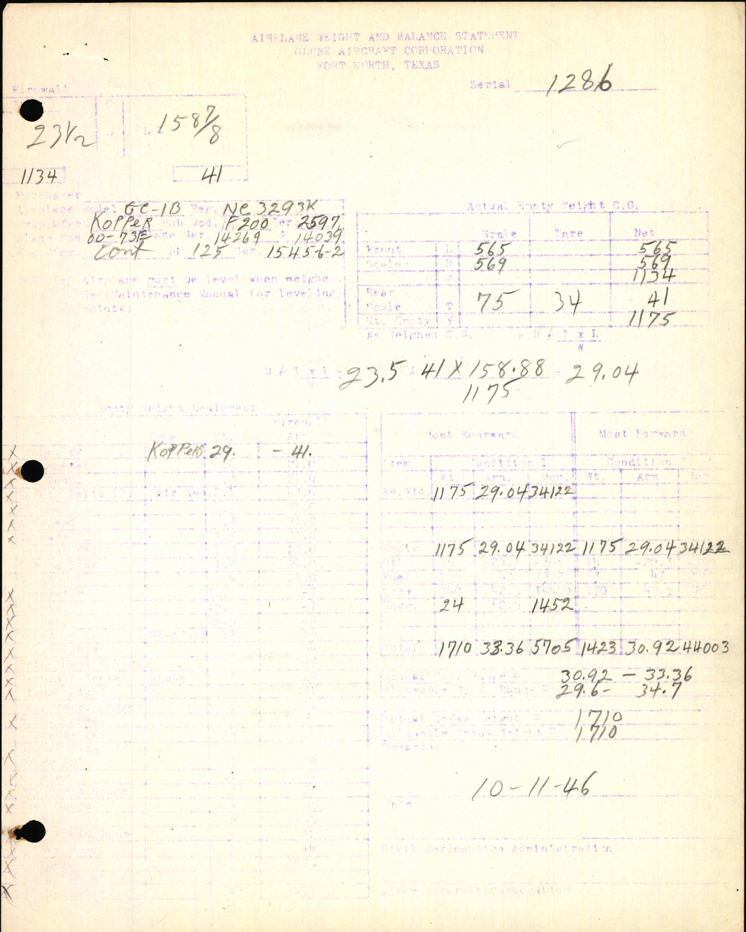 Sample page 7 from AirCorps Library document: Technical Information for Serial Number 1286