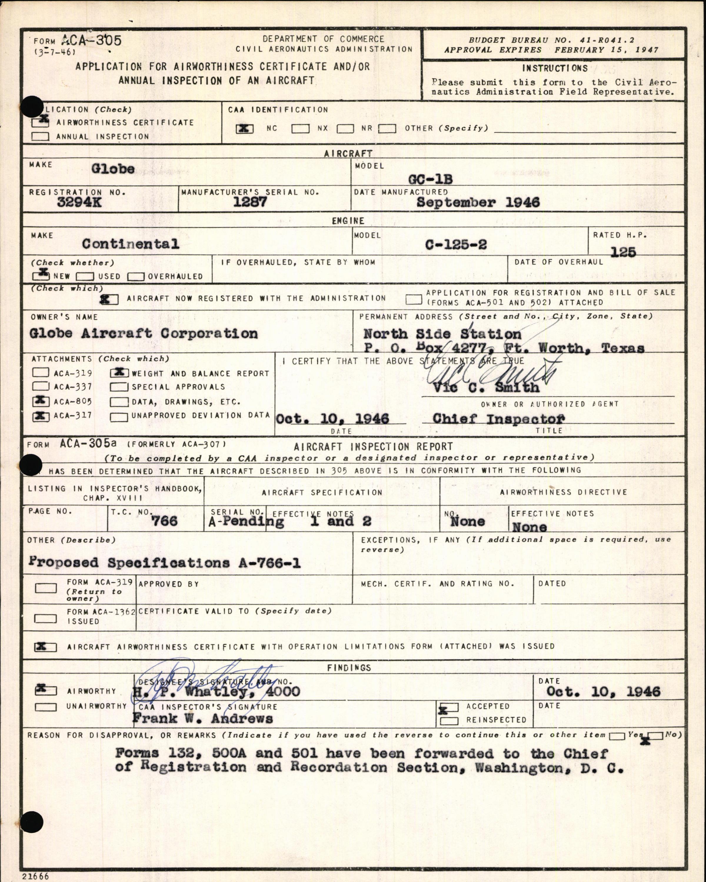 Sample page 5 from AirCorps Library document: Technical Information for Serial Number 1287