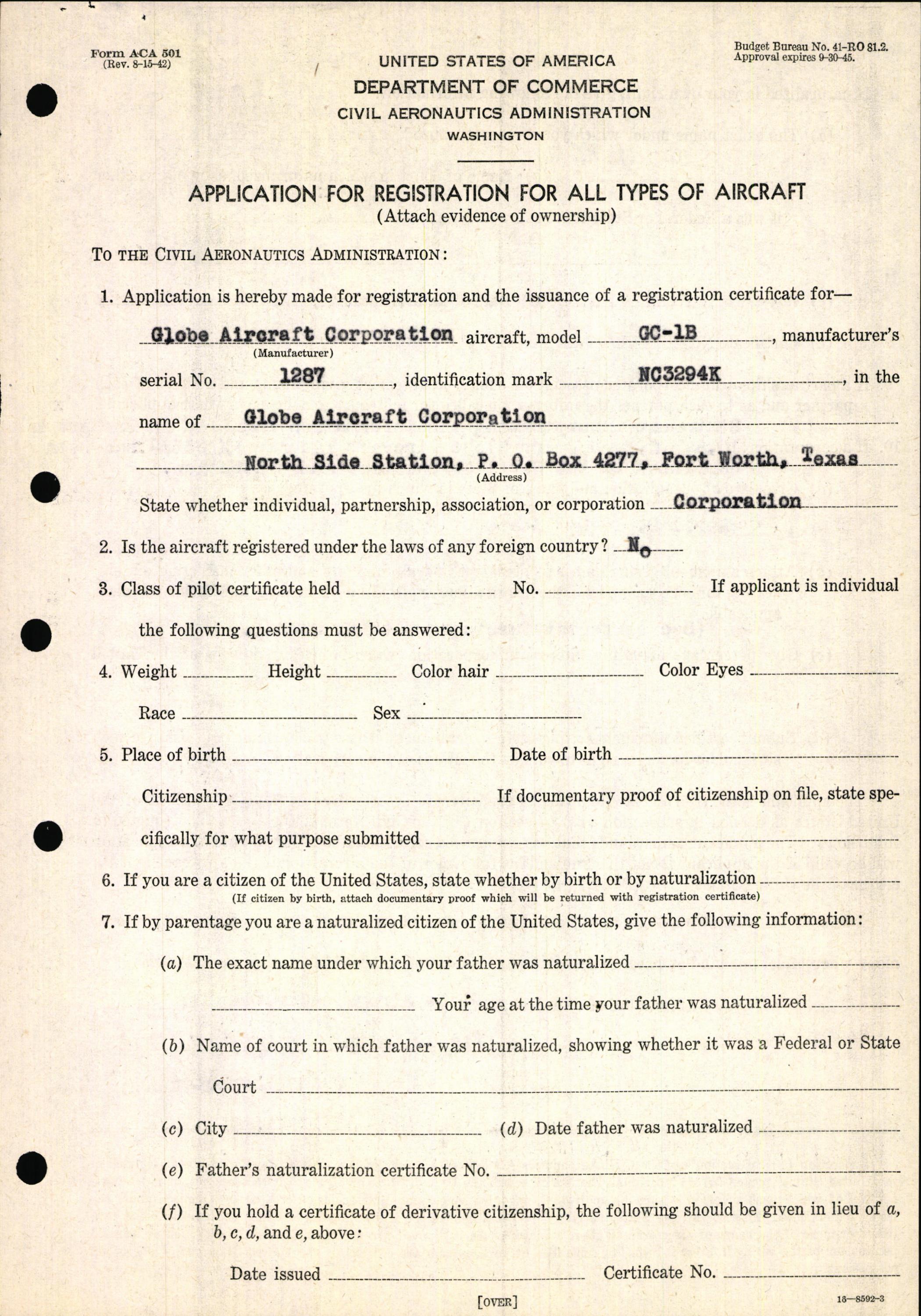 Sample page 7 from AirCorps Library document: Technical Information for Serial Number 1287