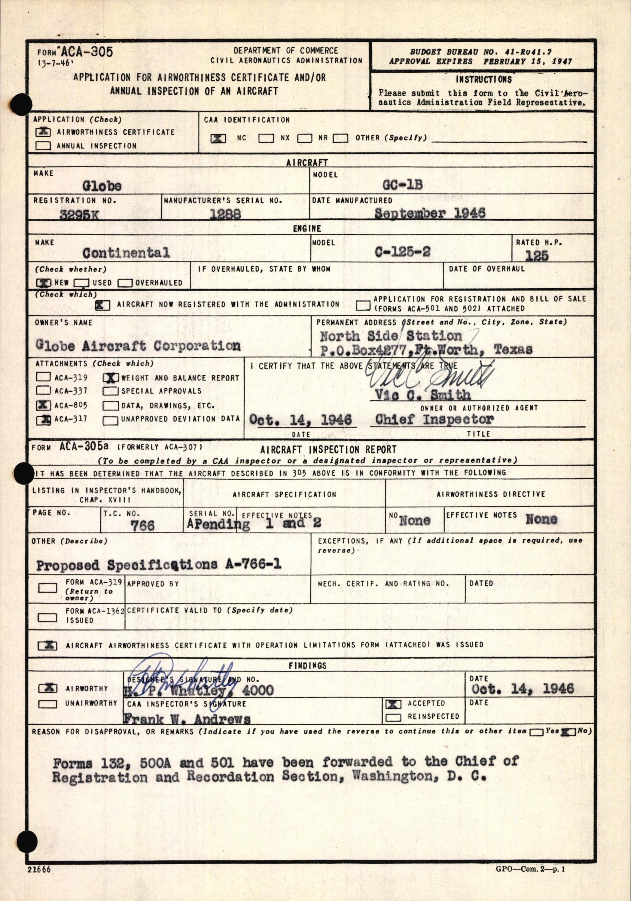 Sample page 3 from AirCorps Library document: Technical Information for Serial Number 1288