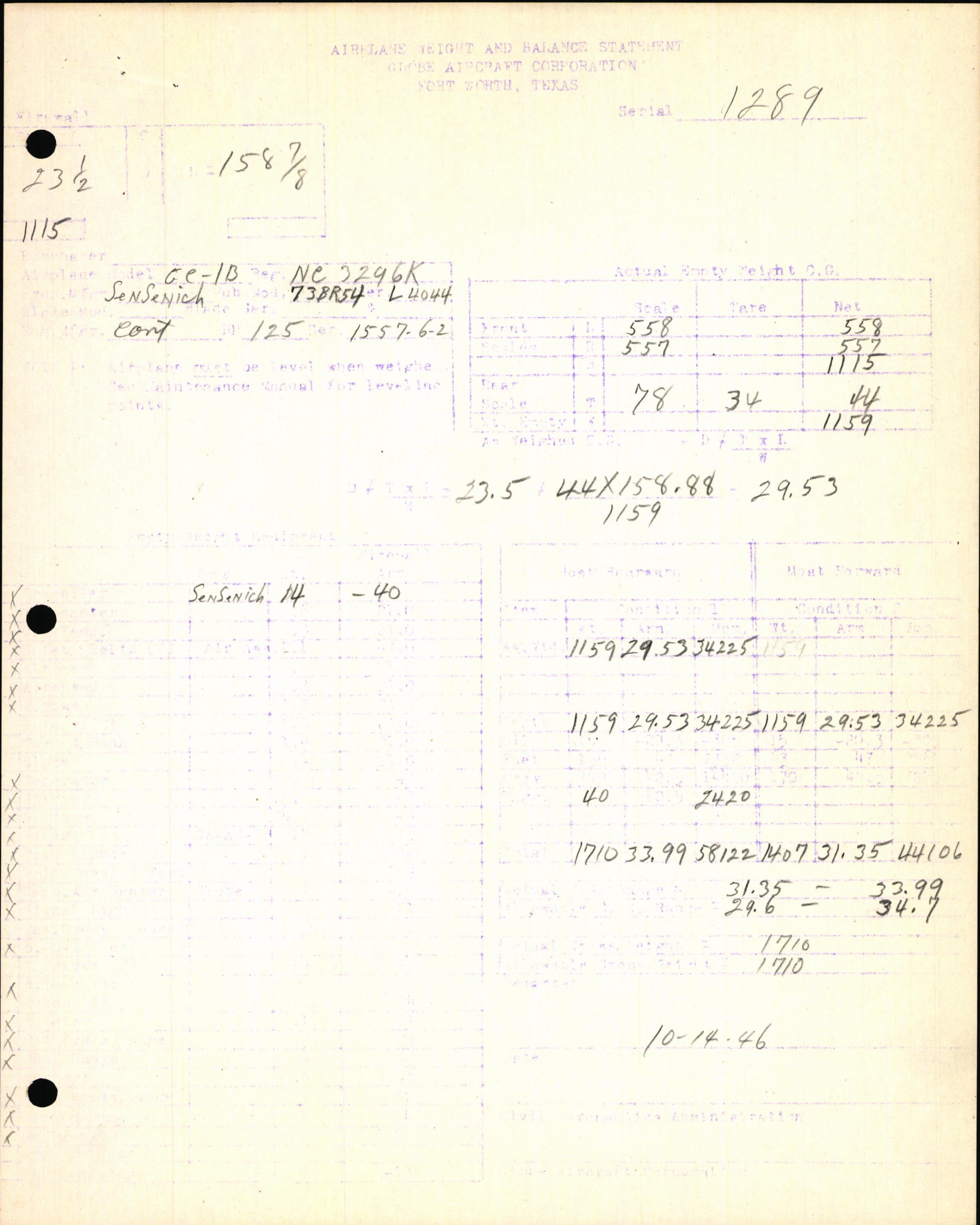 Sample page 7 from AirCorps Library document: Technical Information for Serial Number 1289