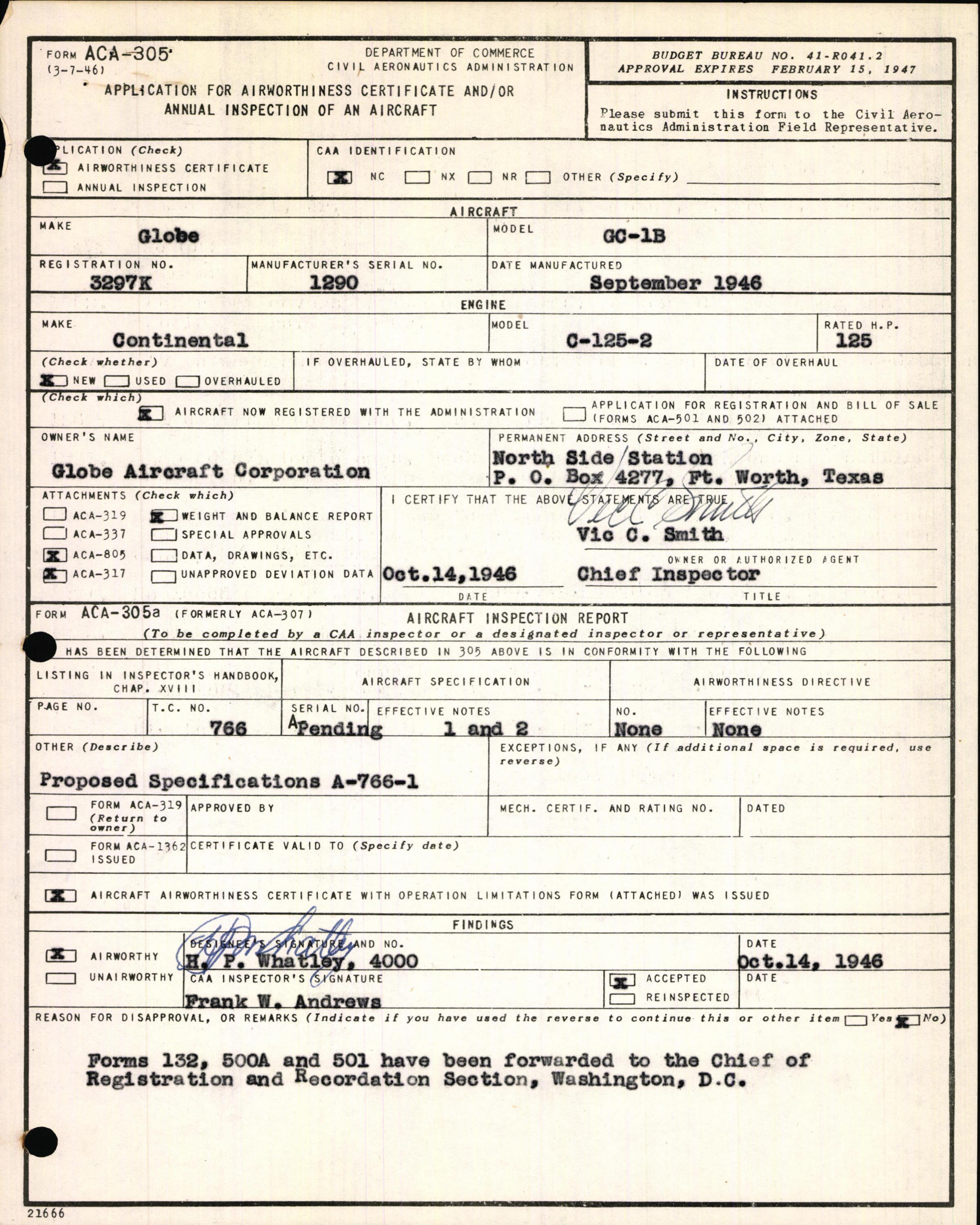 Sample page 3 from AirCorps Library document: Technical Information for Serial Number 1290