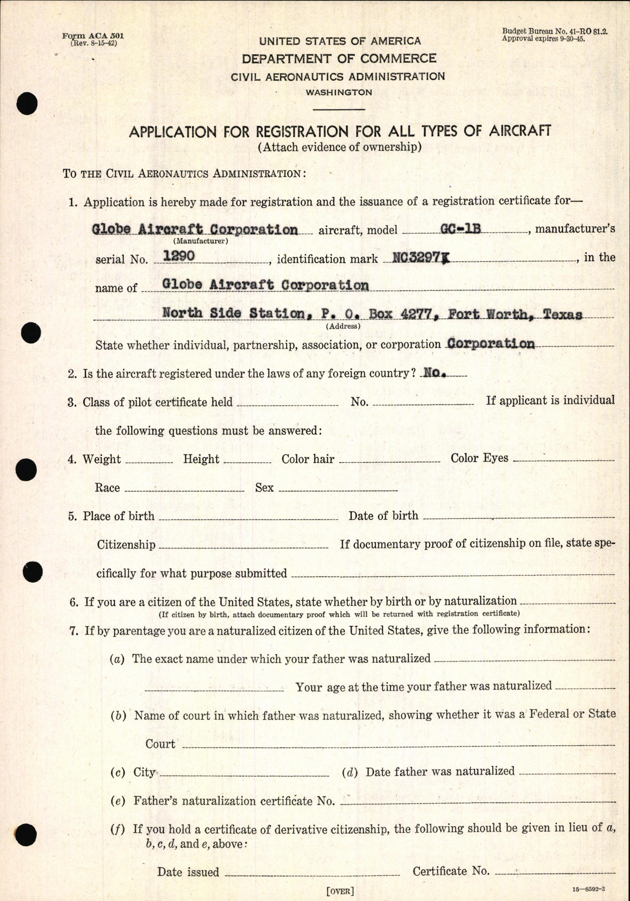 Sample page 5 from AirCorps Library document: Technical Information for Serial Number 1290