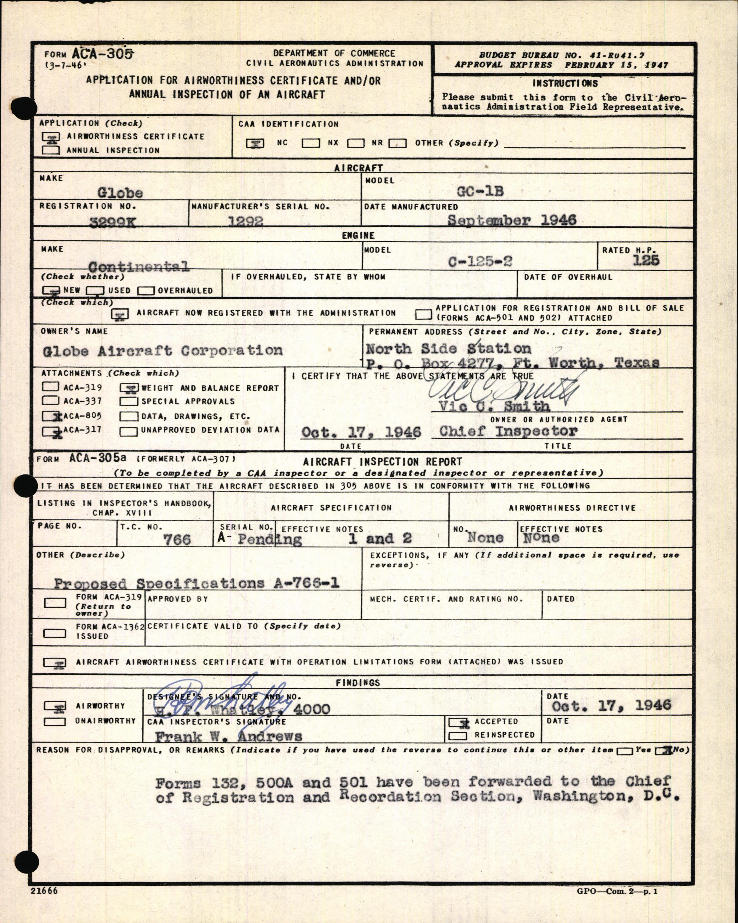 Sample page 3 from AirCorps Library document: Technical Information for Serial Number 1292