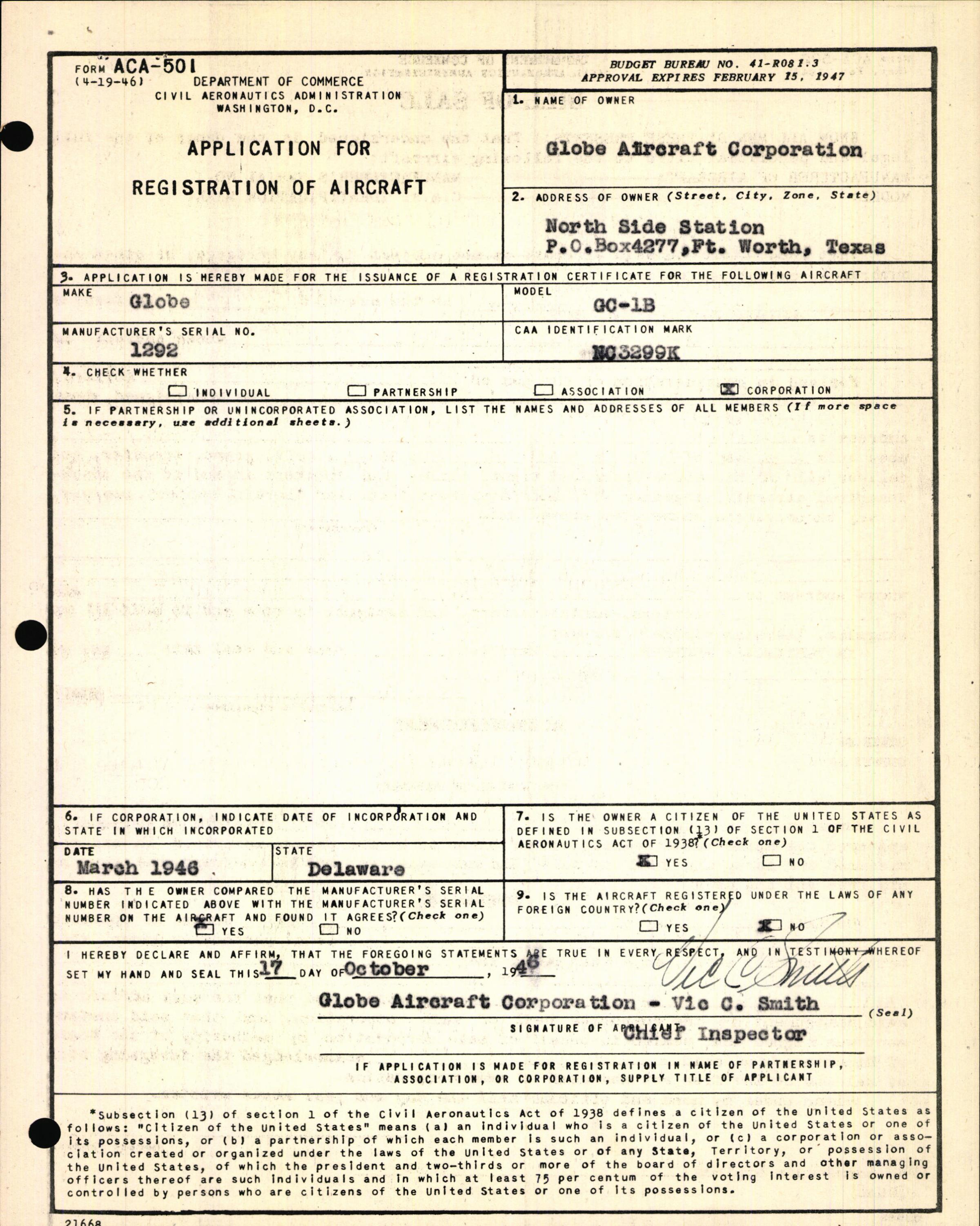 Sample page 5 from AirCorps Library document: Technical Information for Serial Number 1292
