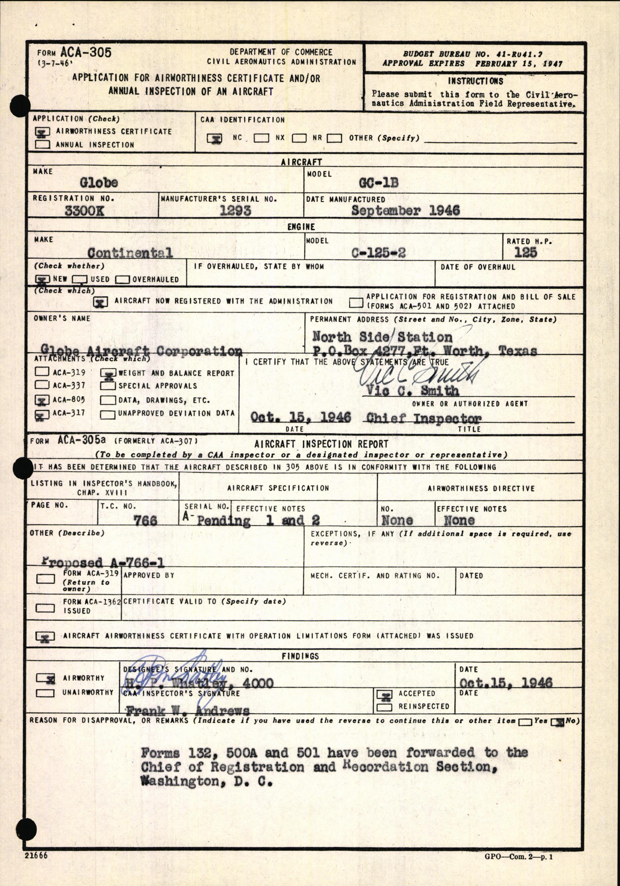 Sample page 5 from AirCorps Library document: Technical Information for Serial Number 1293