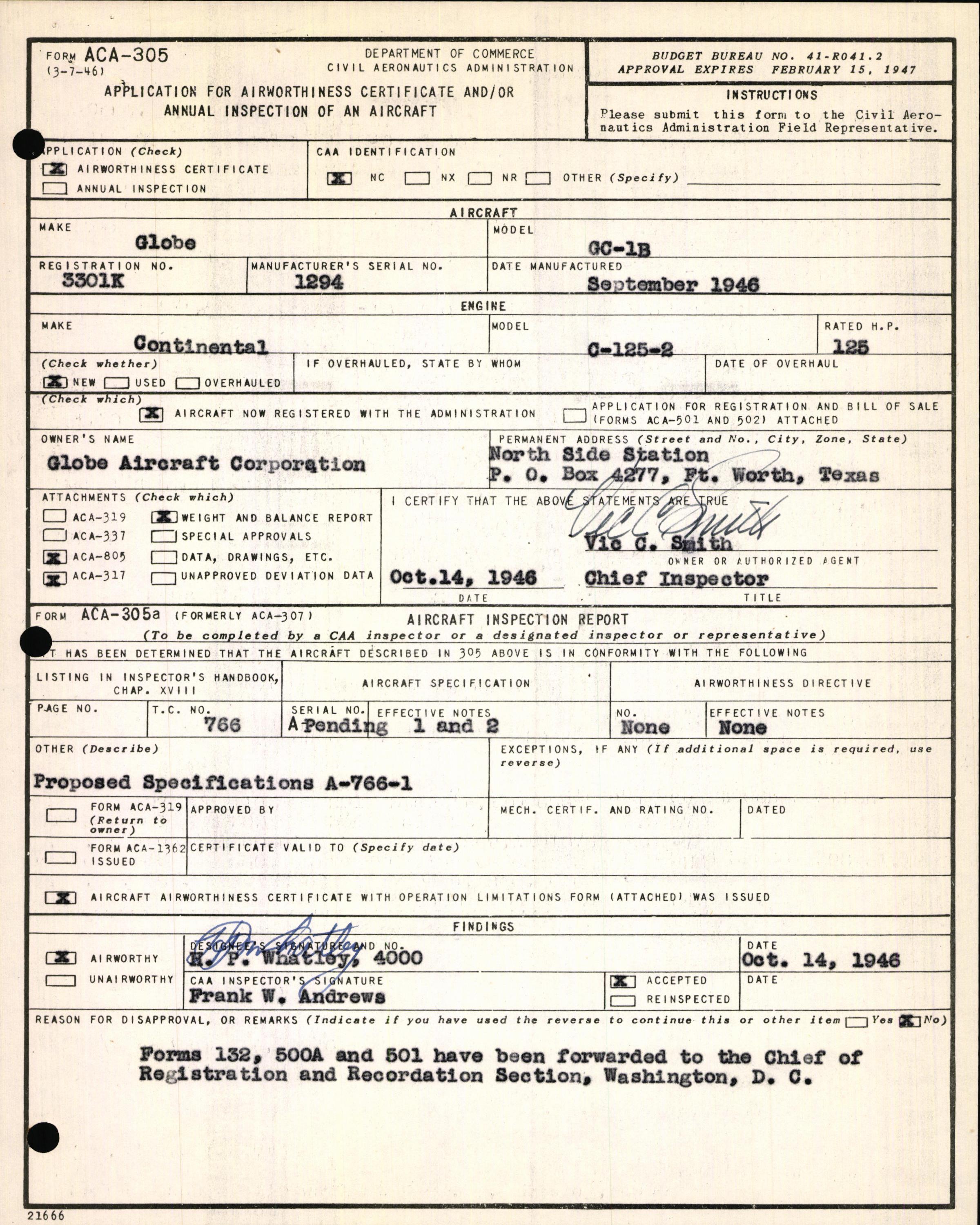 Sample page 5 from AirCorps Library document: Technical Information for Serial Number 1294