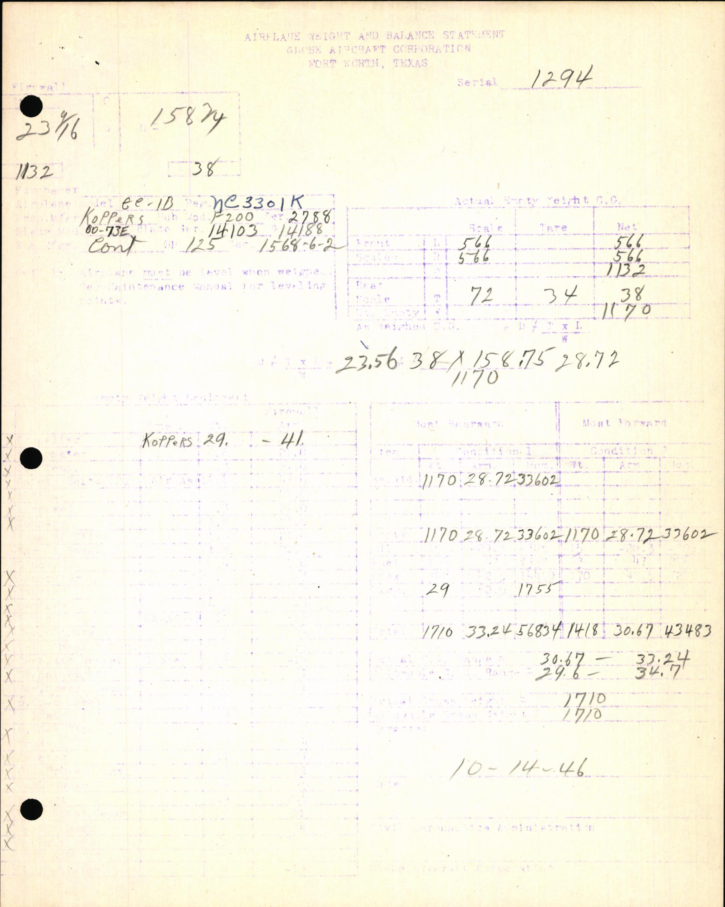 Sample page 7 from AirCorps Library document: Technical Information for Serial Number 1294
