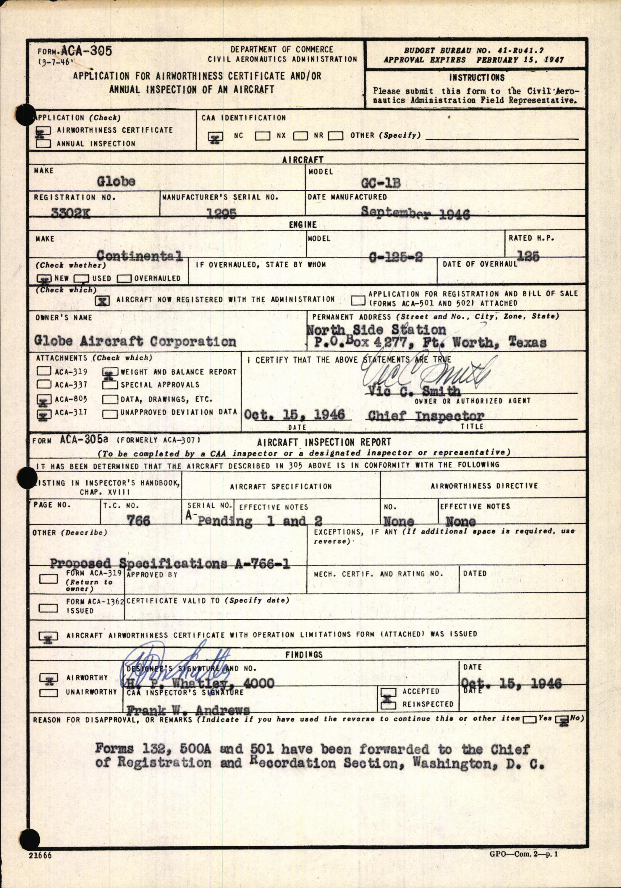 Sample page 3 from AirCorps Library document: Technical Information for Serial Number 1295