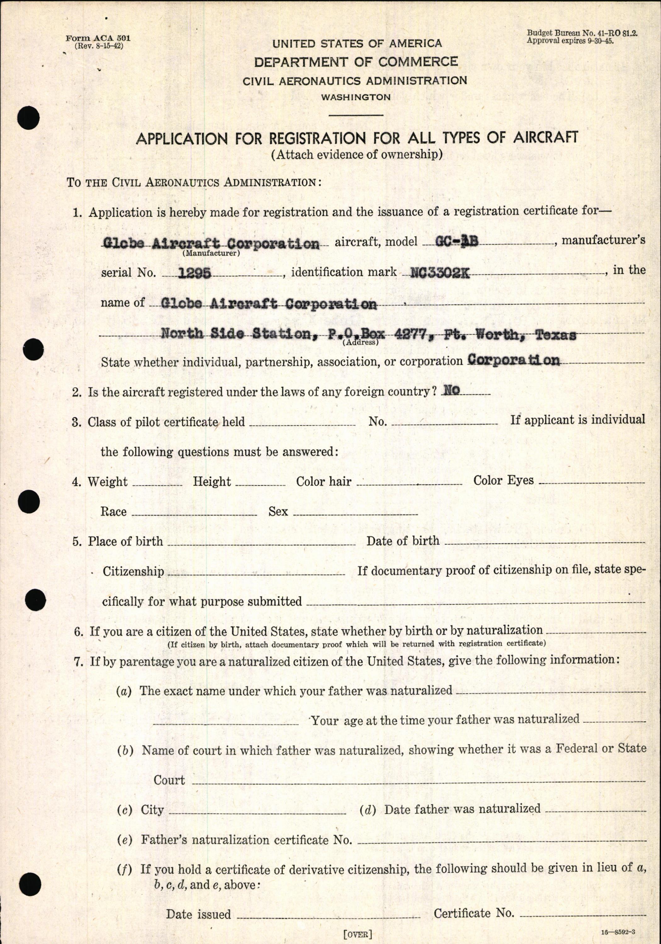 Sample page 5 from AirCorps Library document: Technical Information for Serial Number 1295