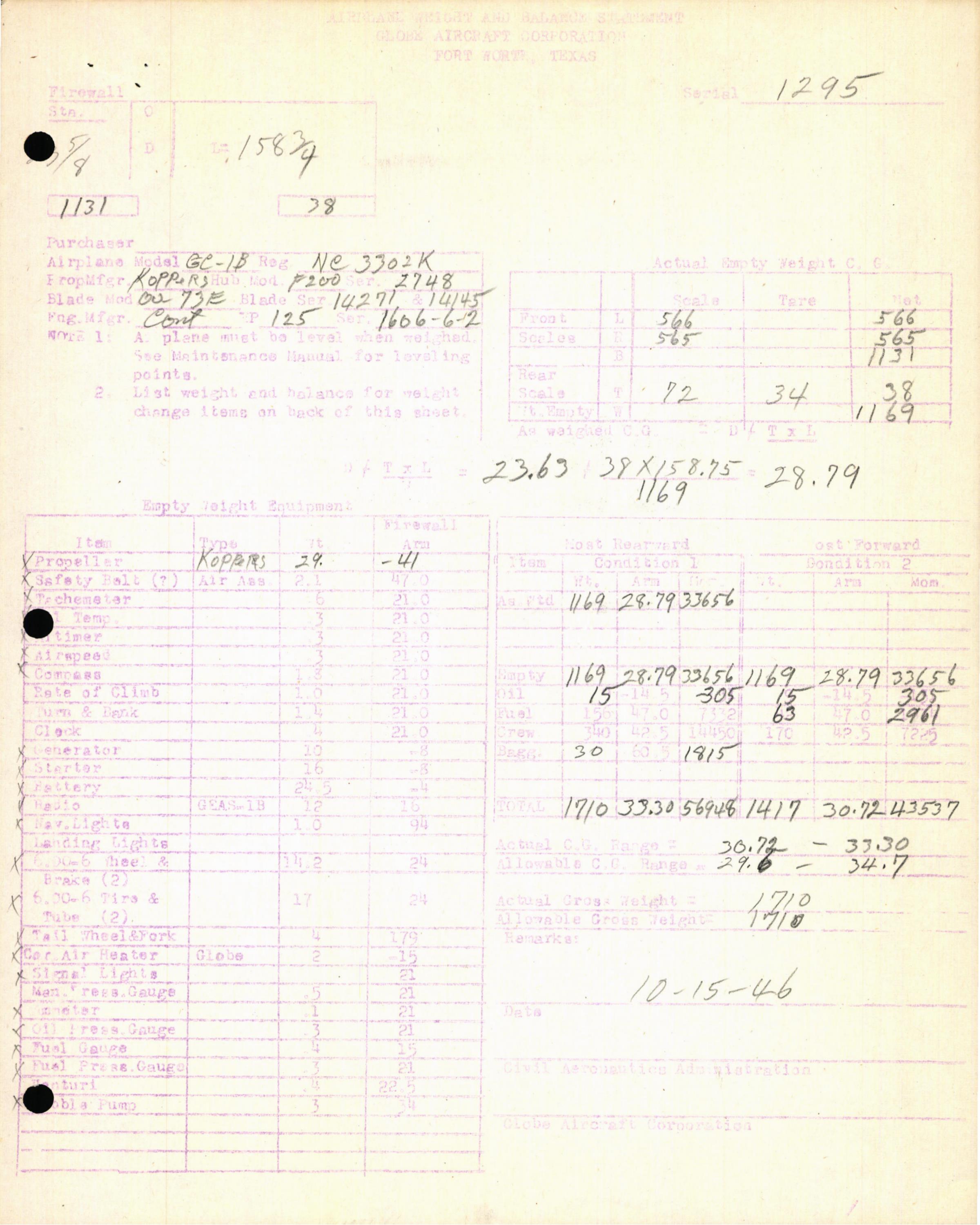 Sample page 7 from AirCorps Library document: Technical Information for Serial Number 1295