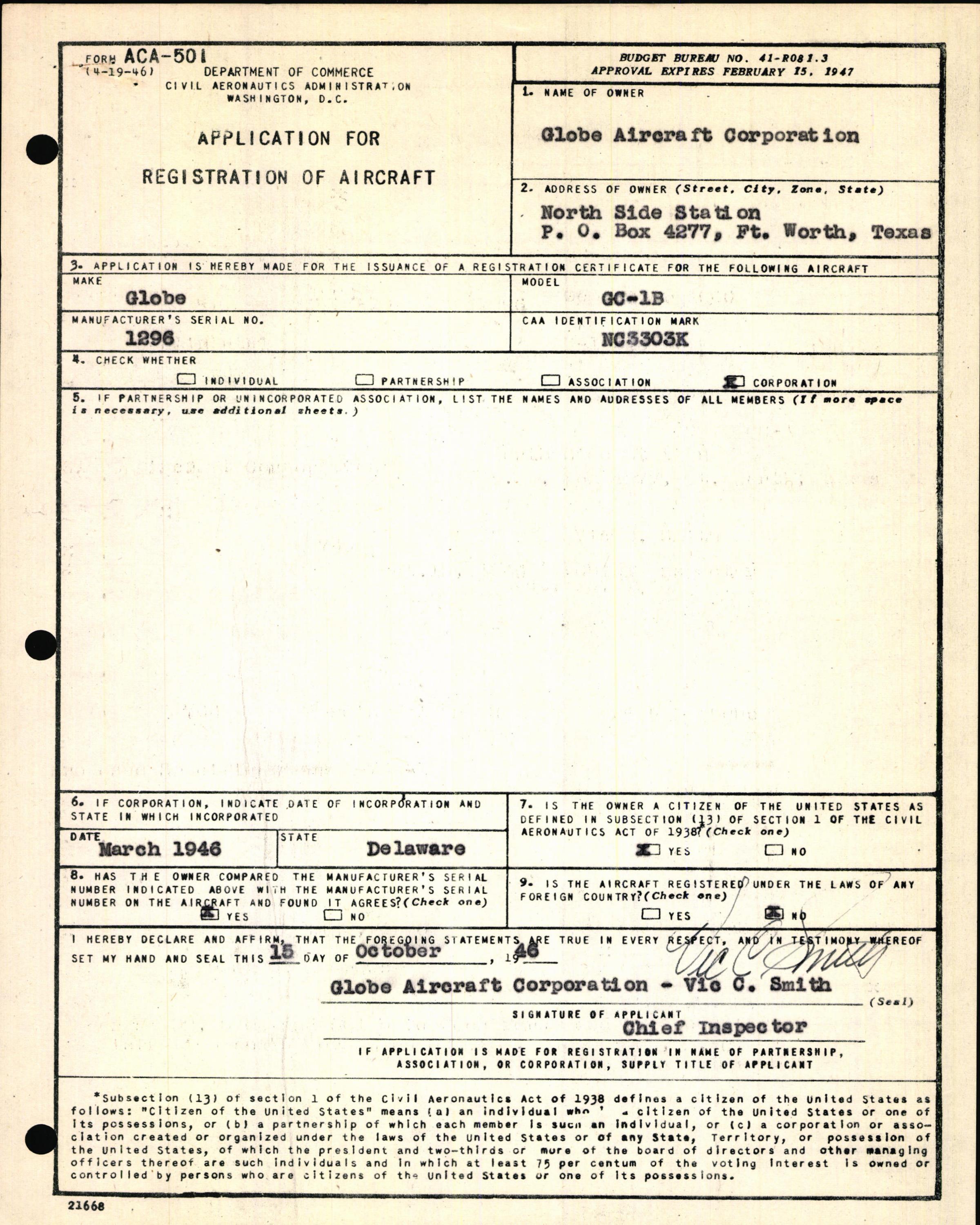 Sample page 3 from AirCorps Library document: Technical Information for Serial Number 1296