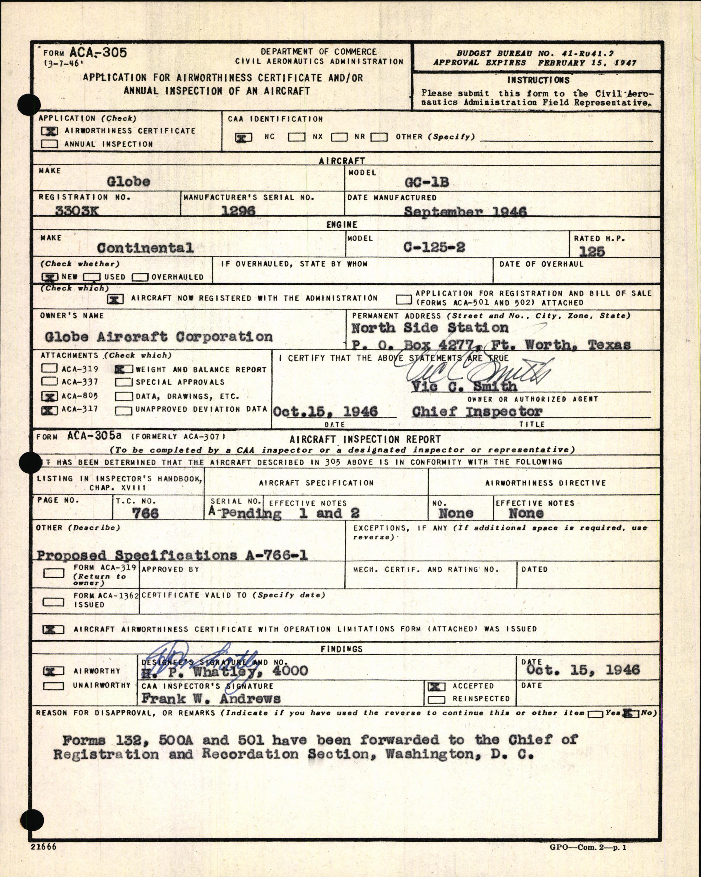 Sample page 5 from AirCorps Library document: Technical Information for Serial Number 1296