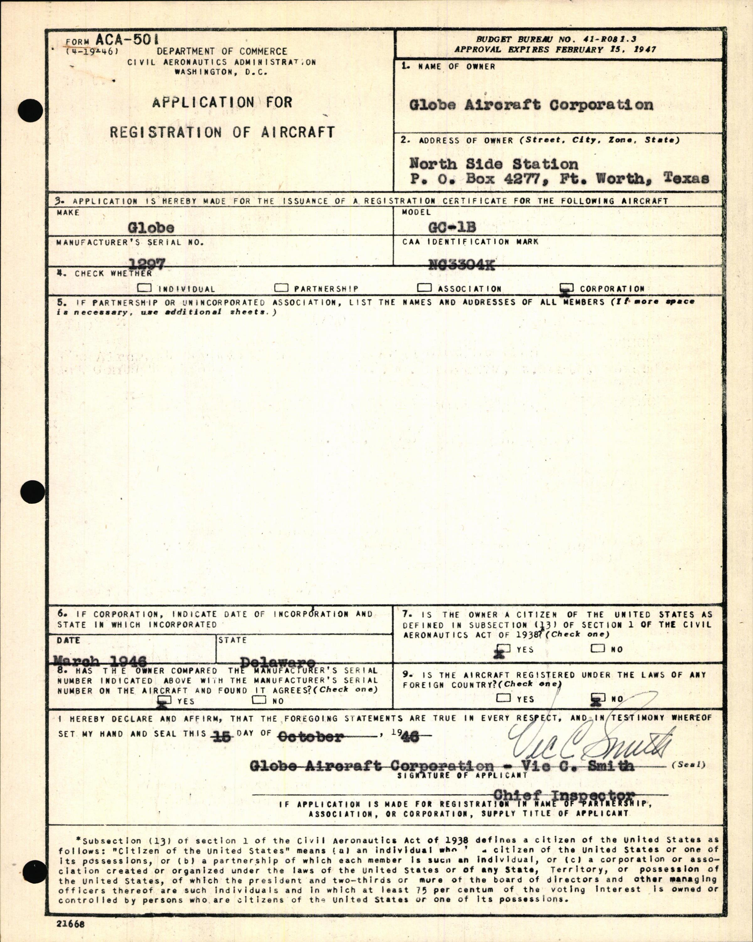 Sample page 3 from AirCorps Library document: Technical Information for Serial Number 1297